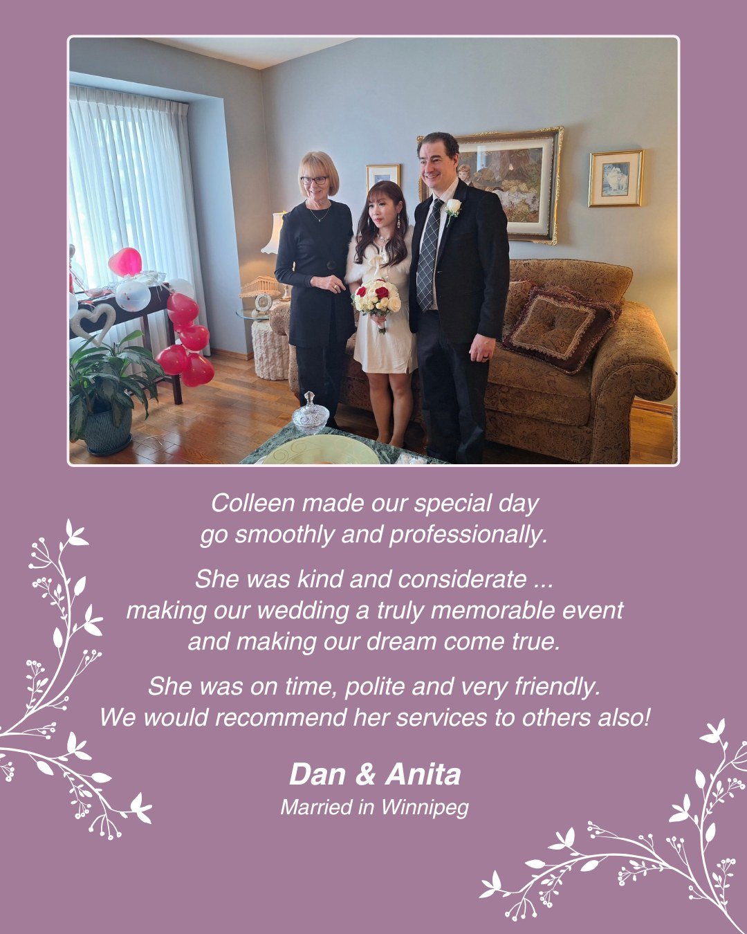 Congratulations Anita &amp; Daniel! 💞
www.colleenolafson.ca