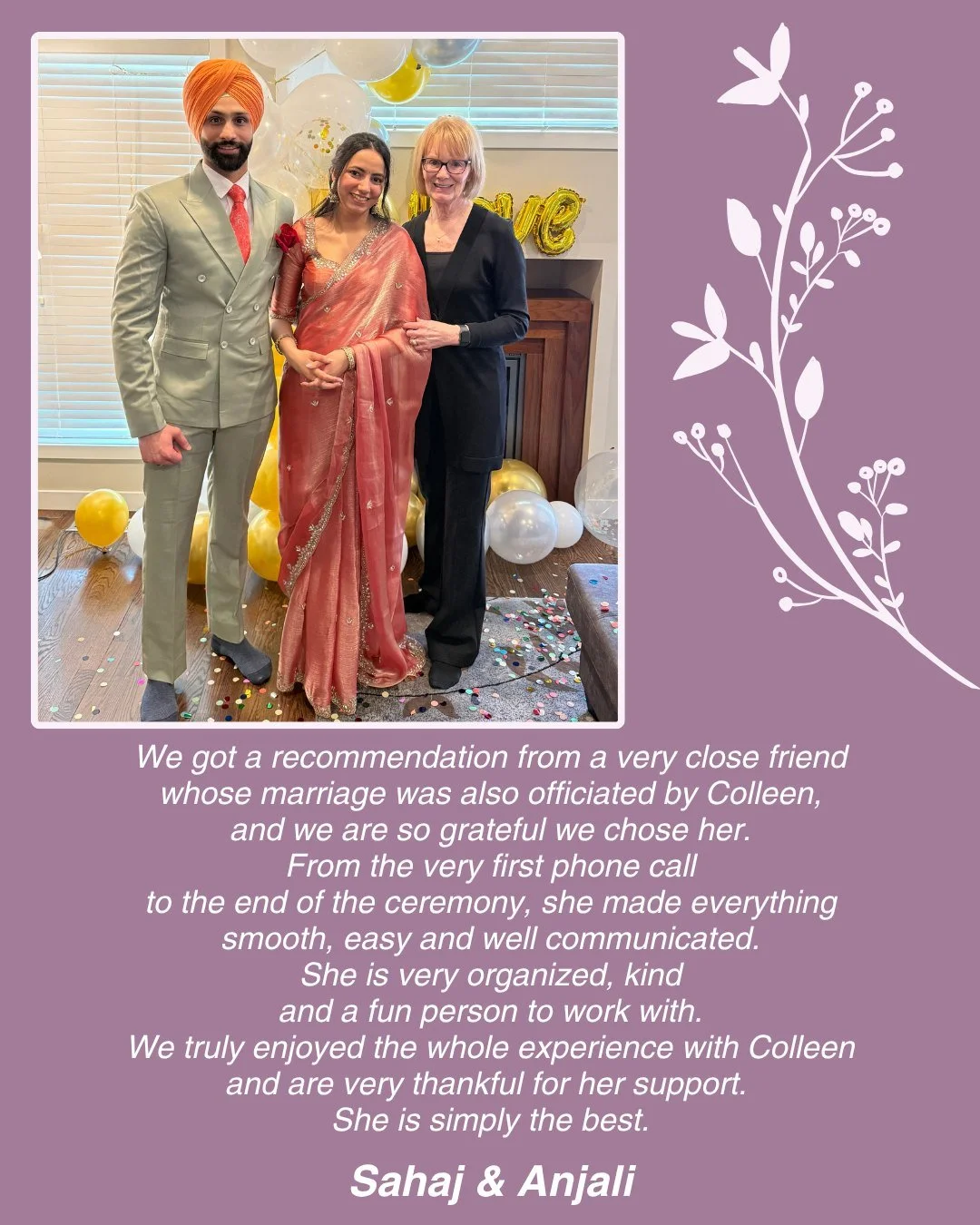 Congratulations Anjali &amp; Sahaj! 💞
www.colleenolafson.ca