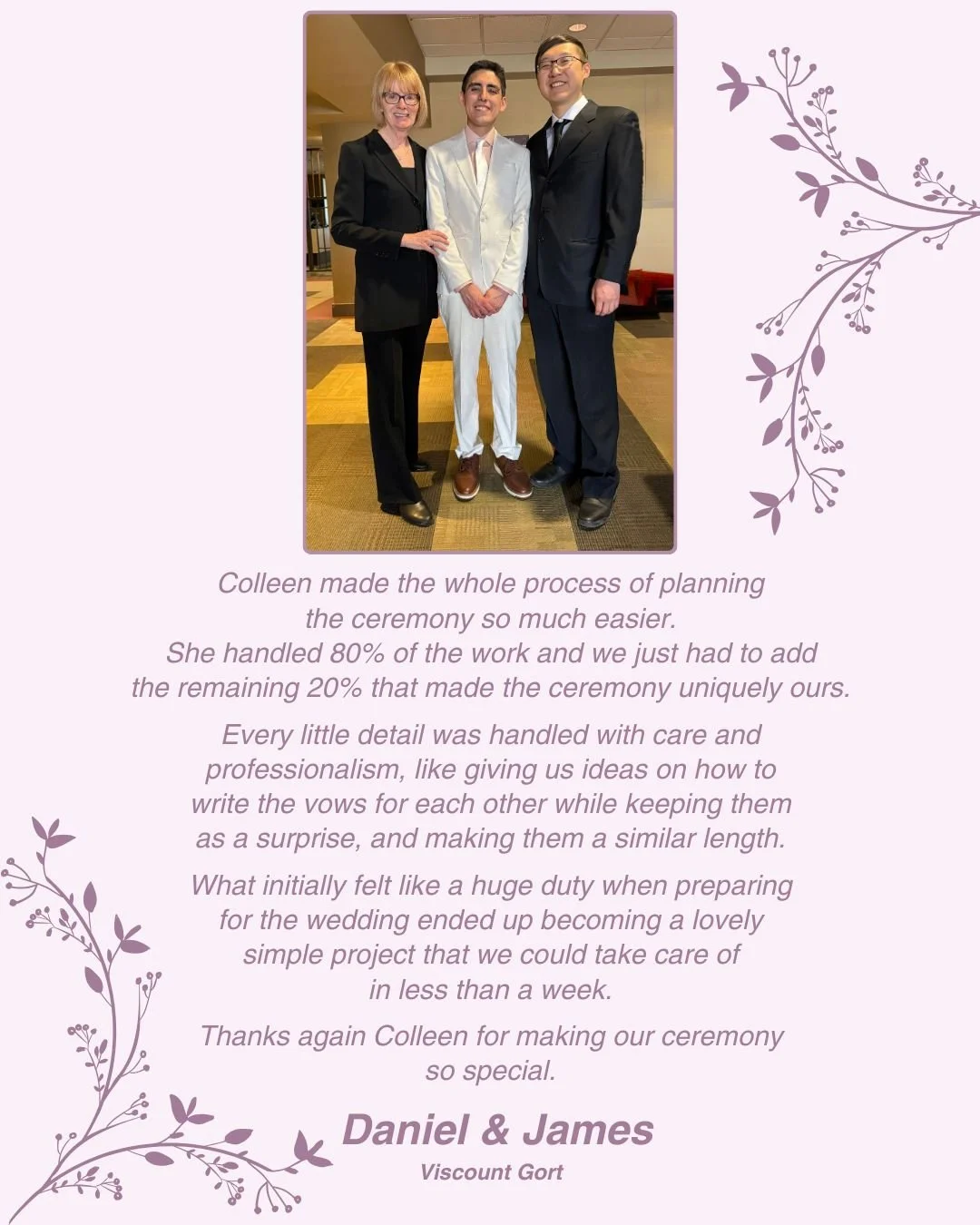 Congratulations James &amp; Daniel! 💞
www.colleenolafson.ca