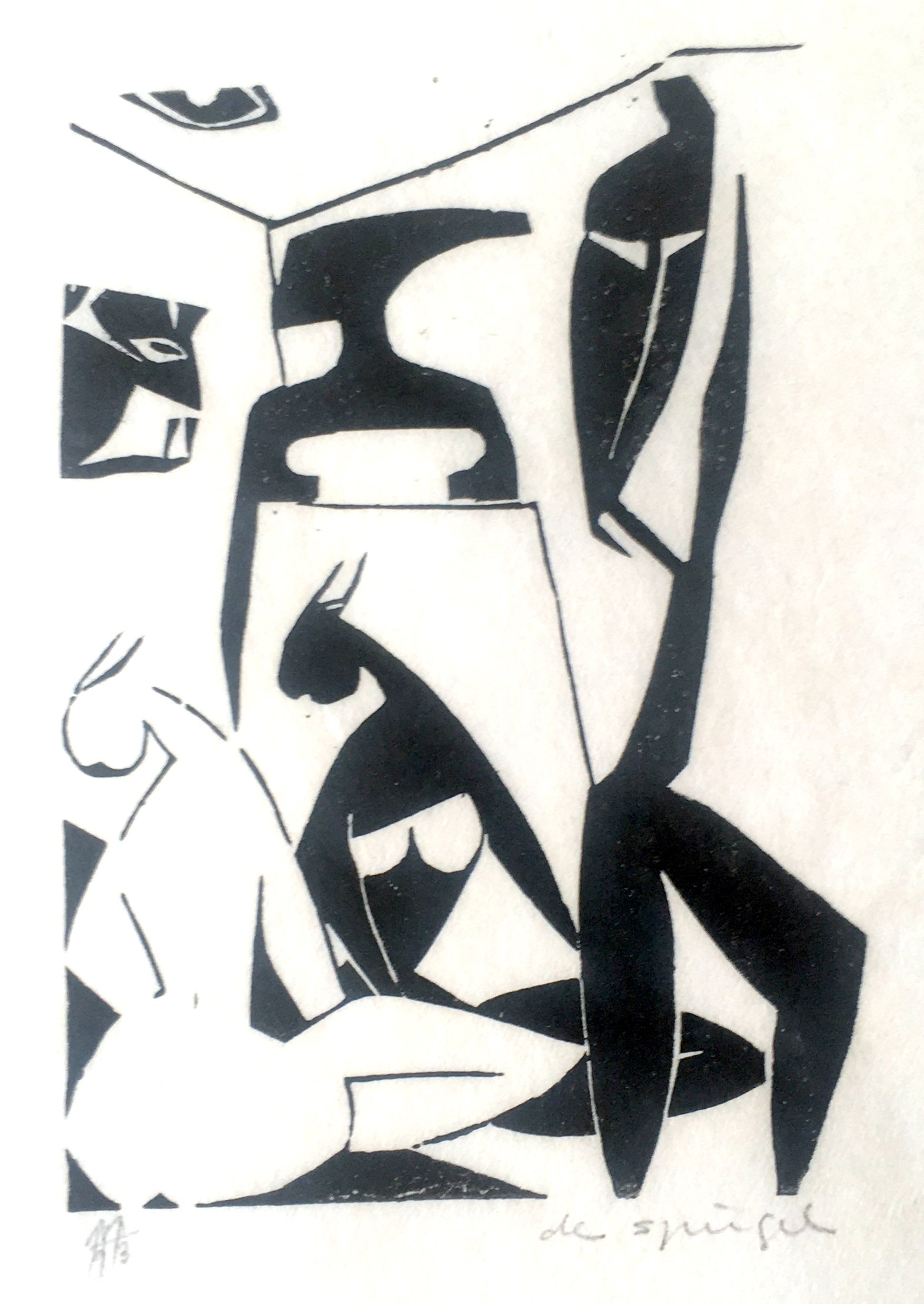 Mirrors lino cut