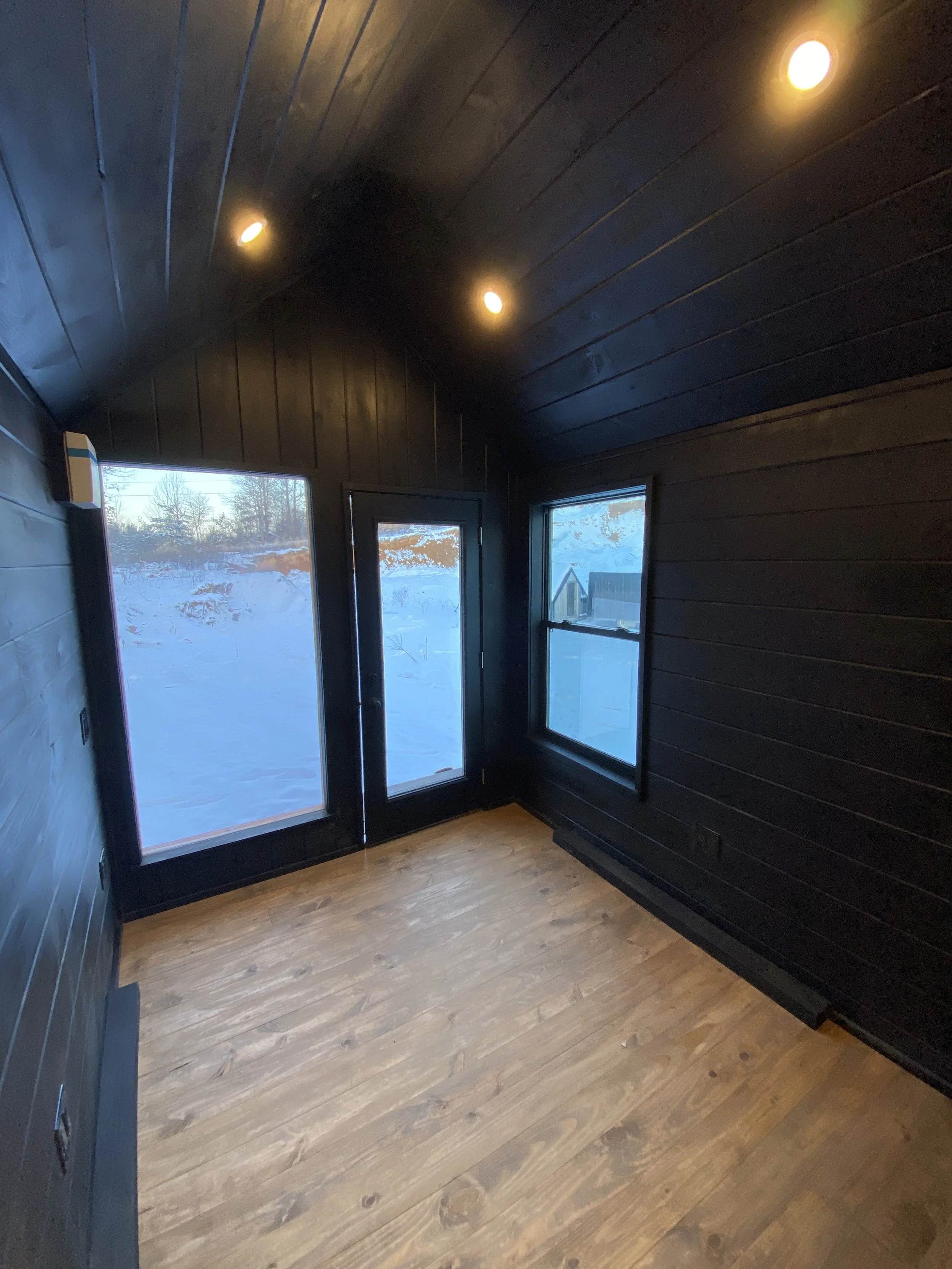 All Black Interior Space of Tiny Home