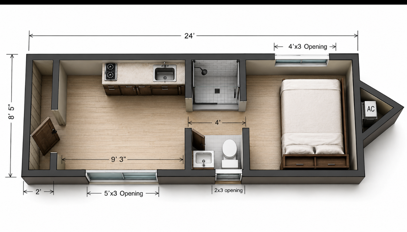 8x24 tiny home on wheels