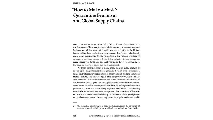 "How to Make a Mask": Quarantine Feminism and Global Supply Chains