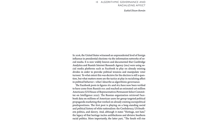 Algorithmic Governance and Racializing Affect