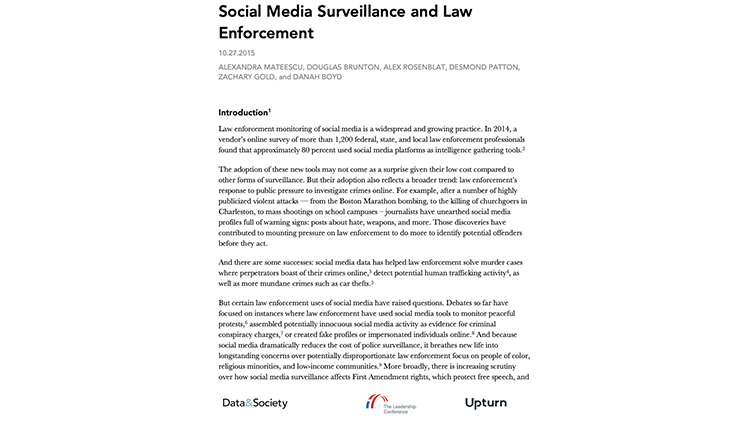 Social media surveillance and law enforcement
