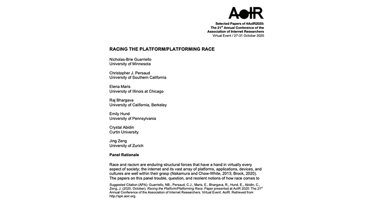 RACING THE PLATFORM/PLATFORMING RACE