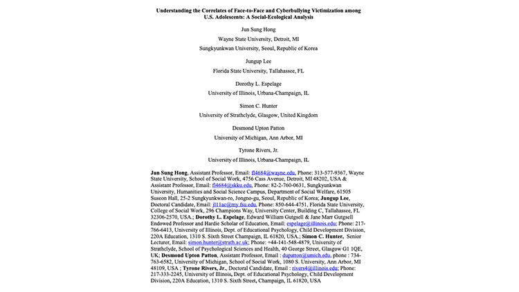 Understanding the correlates of face-to-face and cyberbullying victimization among US adolescents: A social-ecological analysis