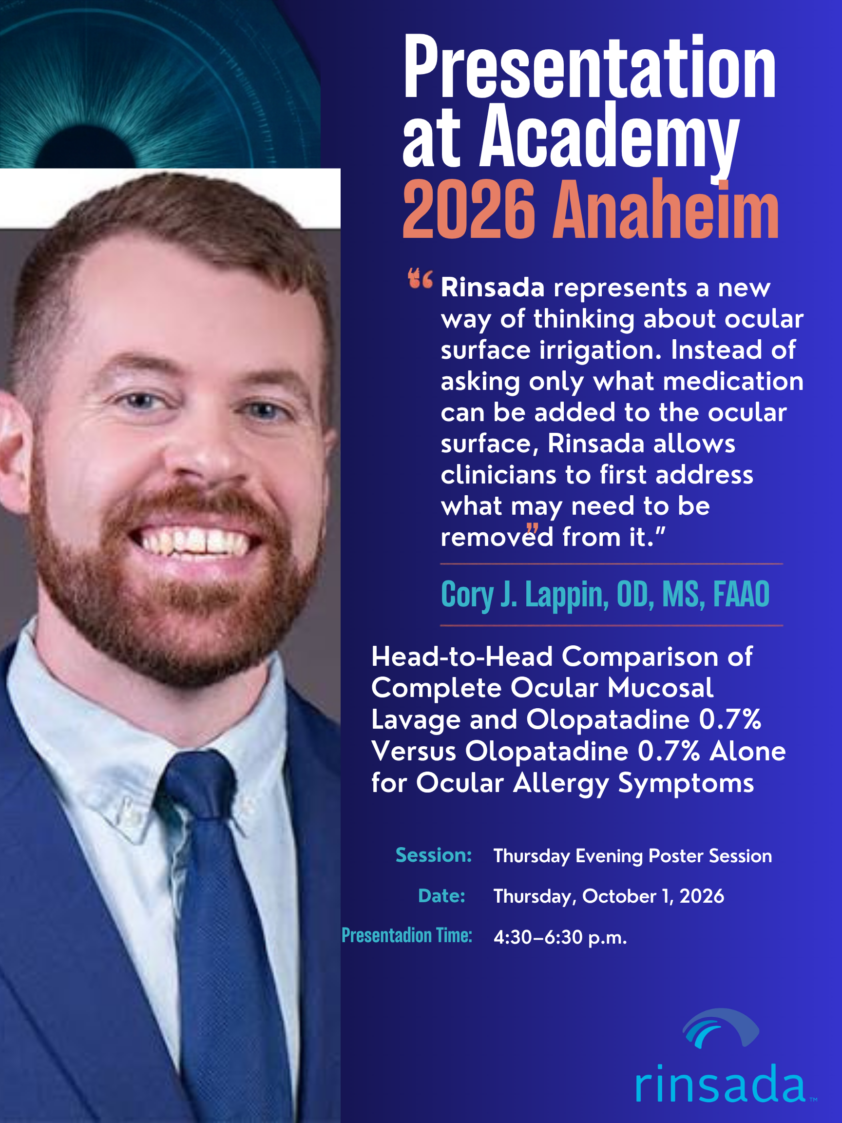 New Study Demonstrates Clinical Potential of Rinsada Ocular Mucosal Lavage at Academy 2026