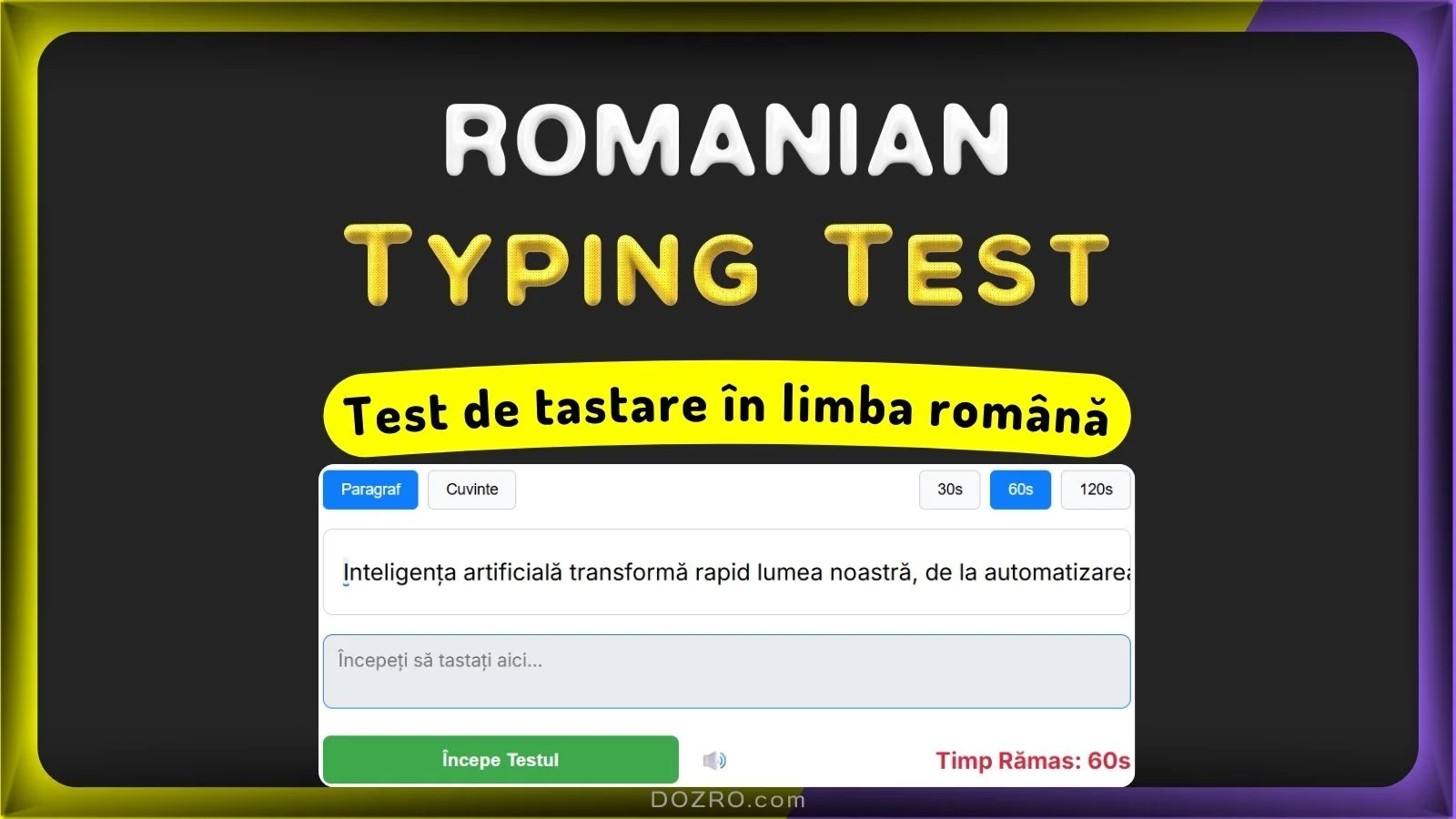 Romanian Typing Test – Română Test de tastare | Practice Online (30, 60 ...
