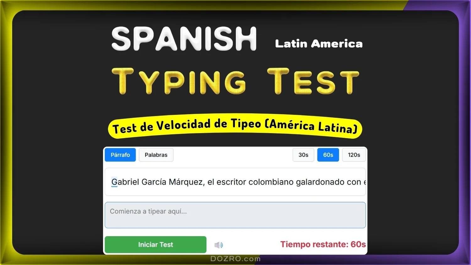Spanish Fast Speed Spanish (Latin America) Typing Test – Test de Velocidad en Español ...