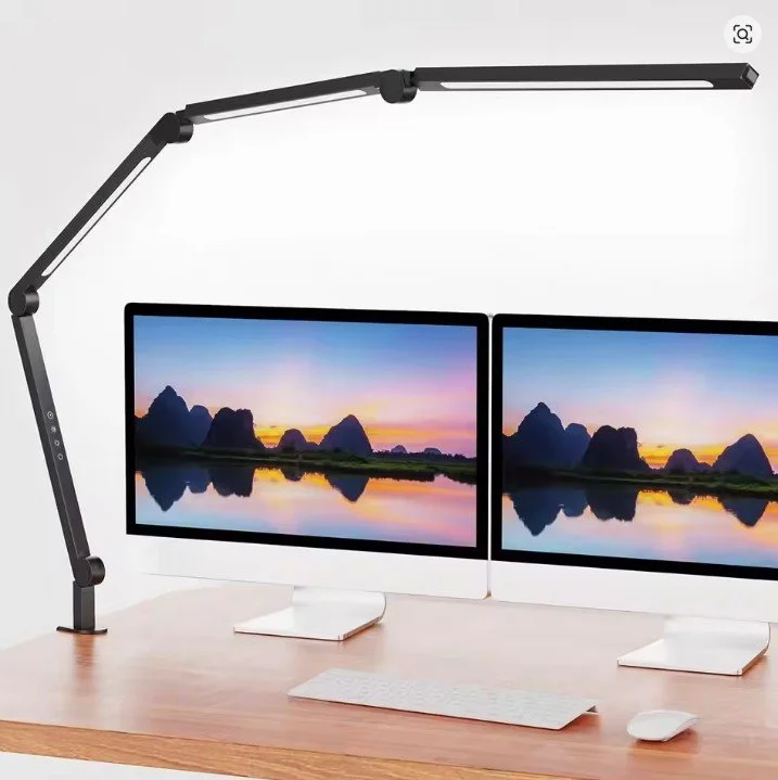 LED Desk Lamp with Clip Multi-Angle Flexible 4-Segment 3-Light Source Office Desk Lamp