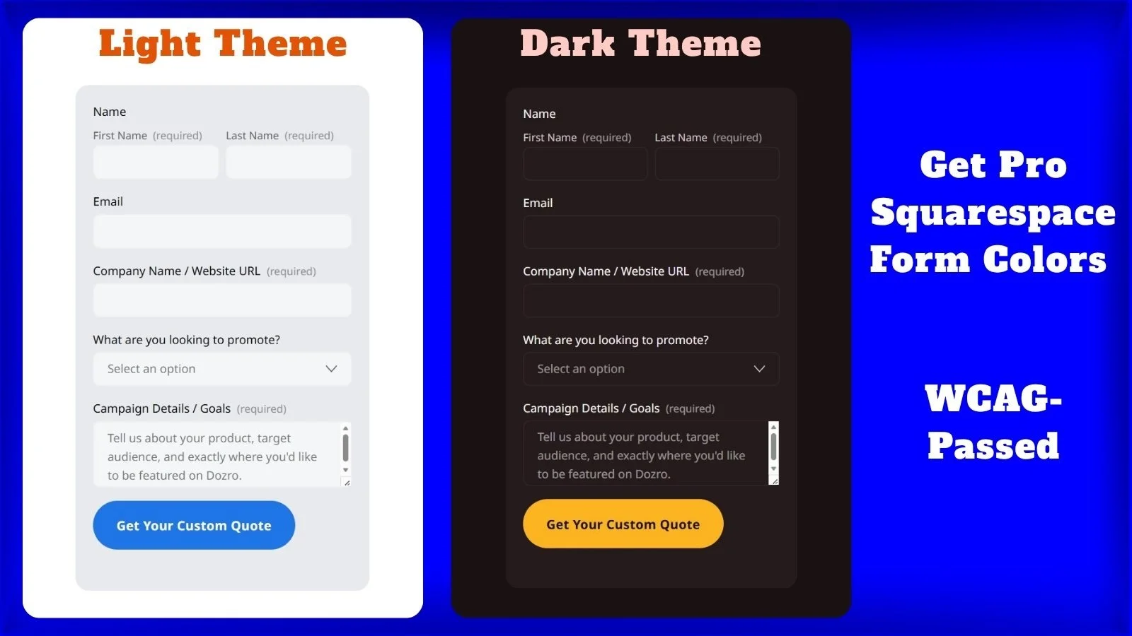 Squarespace Form Colors Premium WCAG Hex Codes Fix Unreadable Form Fields