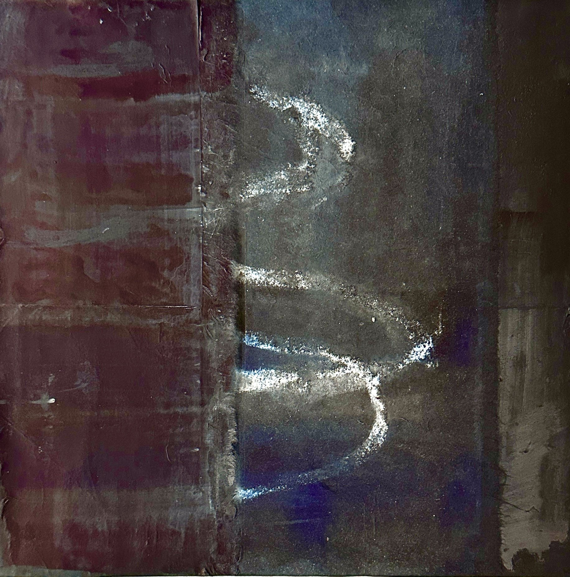 wrapped kozo paper on wood panel sumi-e ink, gofun 12'x12'