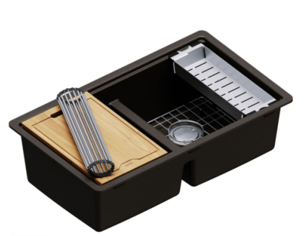 Karran 50/50 Quartz Workstation

Available in White, Black, Brown (shown here), Concrete, Gray and Bisque.