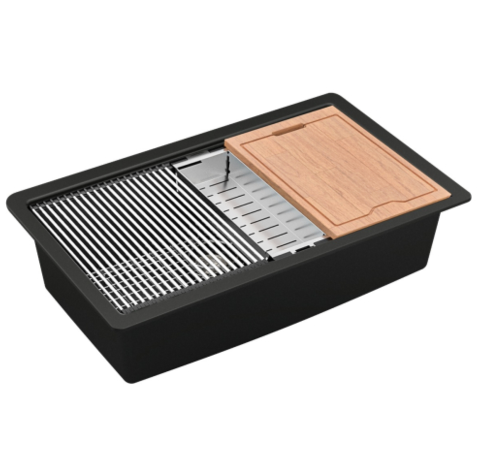 Karran Super Single Quartz Workstation 

Available in White, Black (shown here), Brown, Concrete, Gray and Bisque.