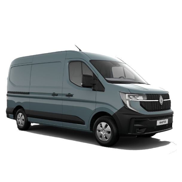 Véhicule utilitaire gris clair avec portes latérales, capot, et phares modernes, sans arrière-plan visible. Renault master 4 pour toit relevable moon roof