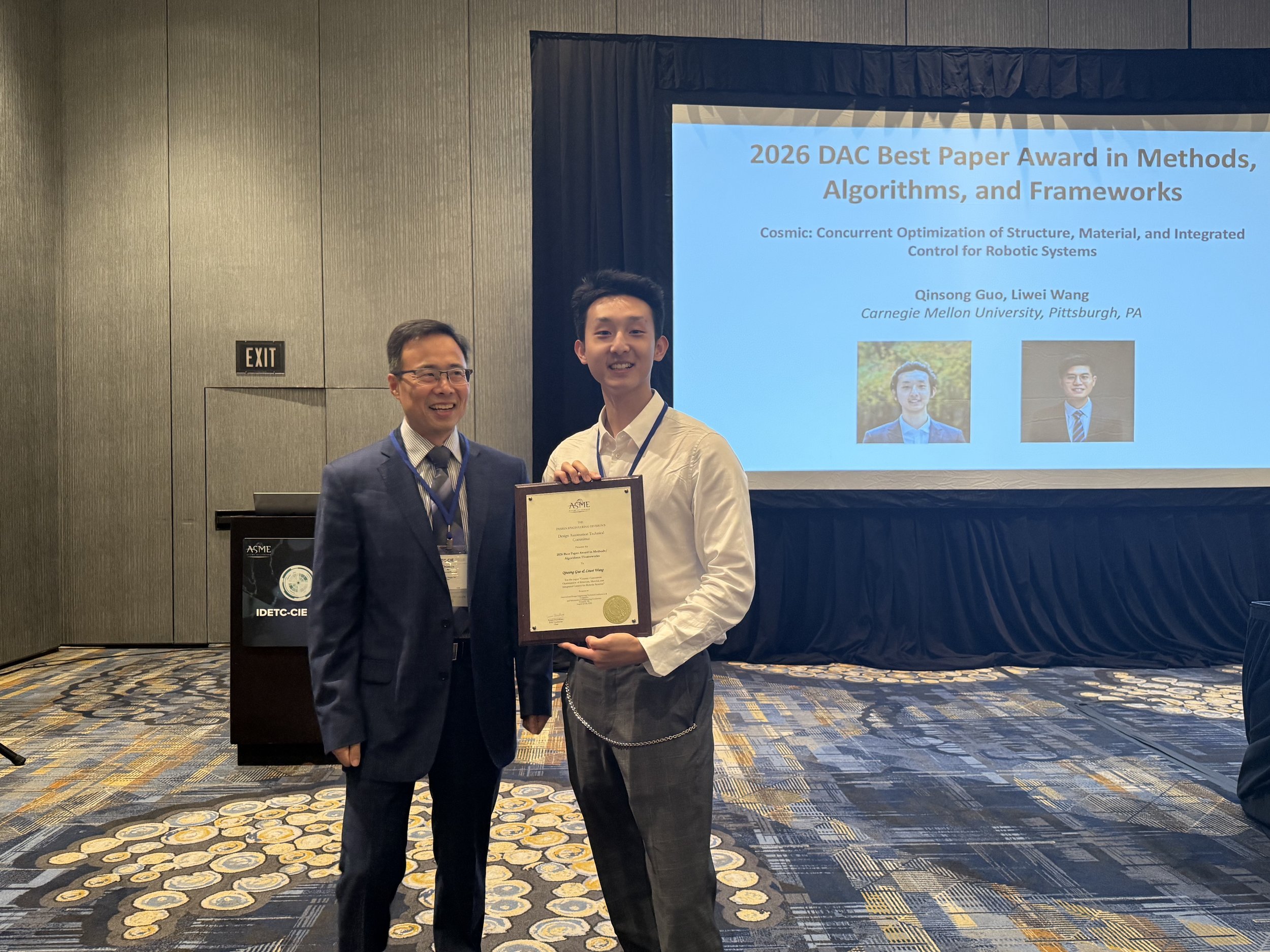2026 - I received the Best Paper Award at the ASME Design Automation Convention