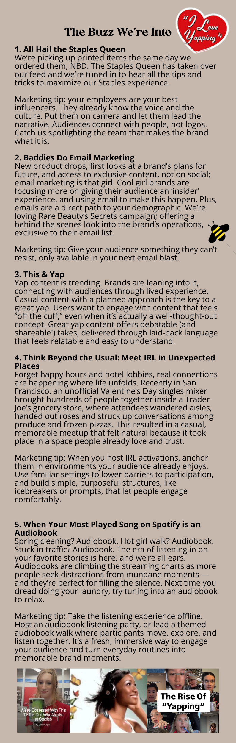 staples queen on tiktok, email marketing is the way to go, audibooks are bigger than ever, meeting up IRL