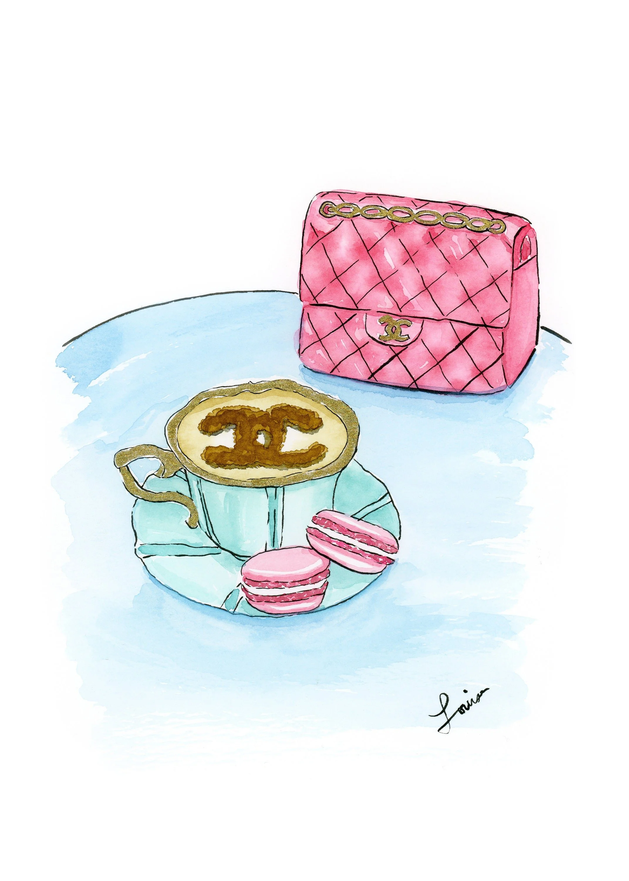 Coffee and Chanel Paris Watercolor Print | La Boulangerie | Paris Bakery Art Print | French Wall Art | Parisian Home Decor | Cute Wall Art