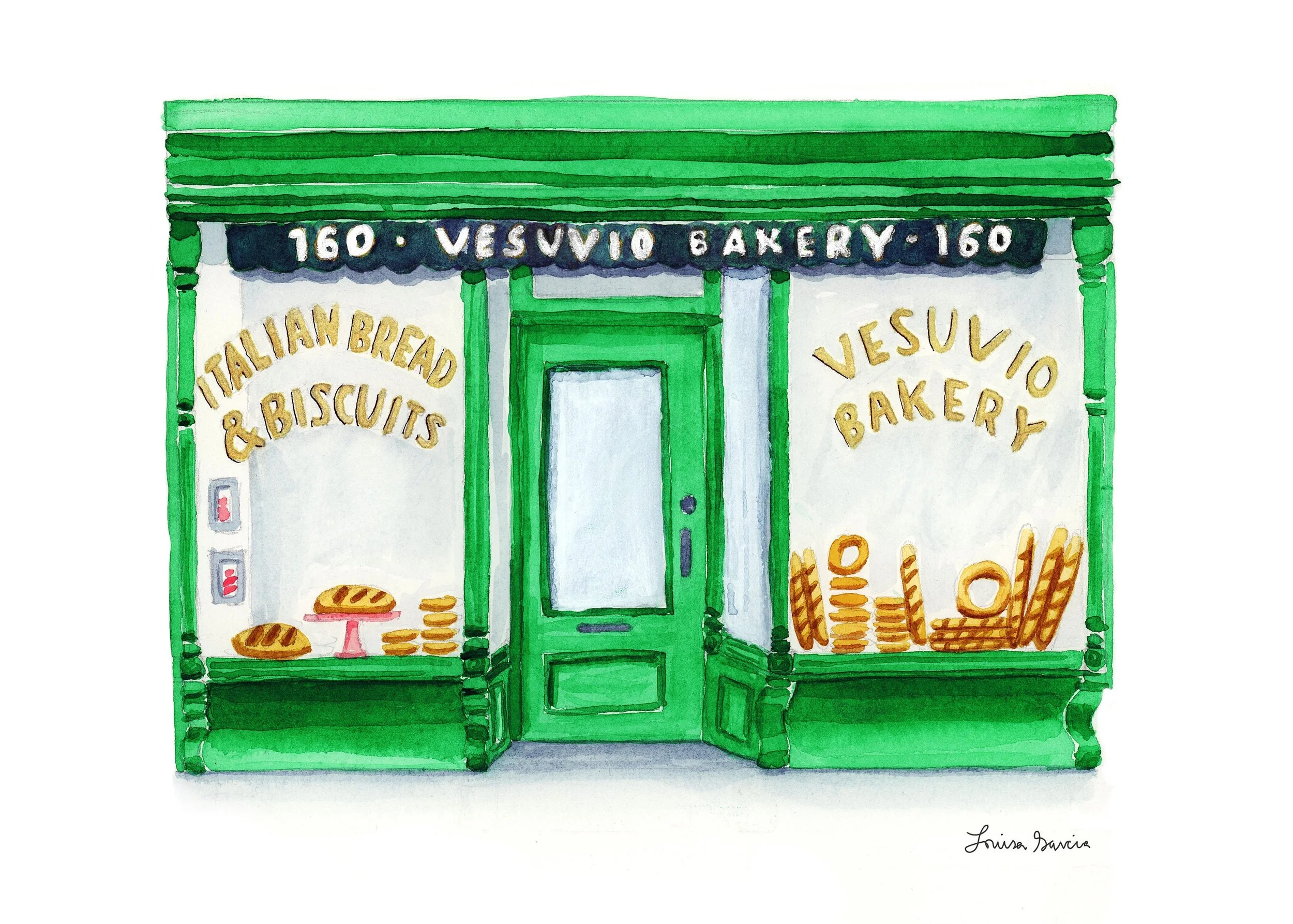 New York City Bakery Watercolor Print / Cute Wall Art, Home Decorating, Original Painting, Wall Decor, Interior Design, Decorating Ideas /