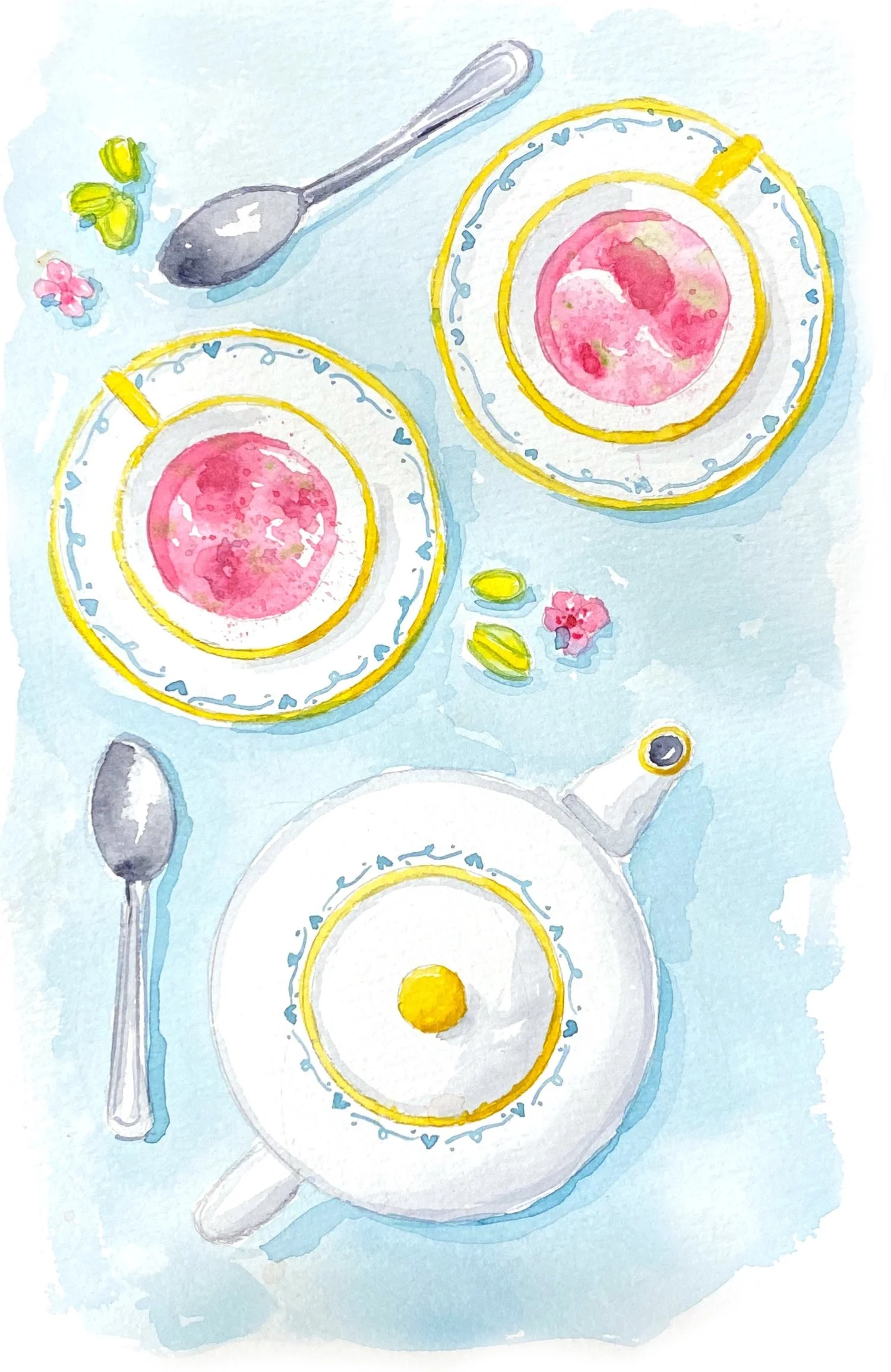 Kashmiri Pink Chai (Tea) Drawing Recipe