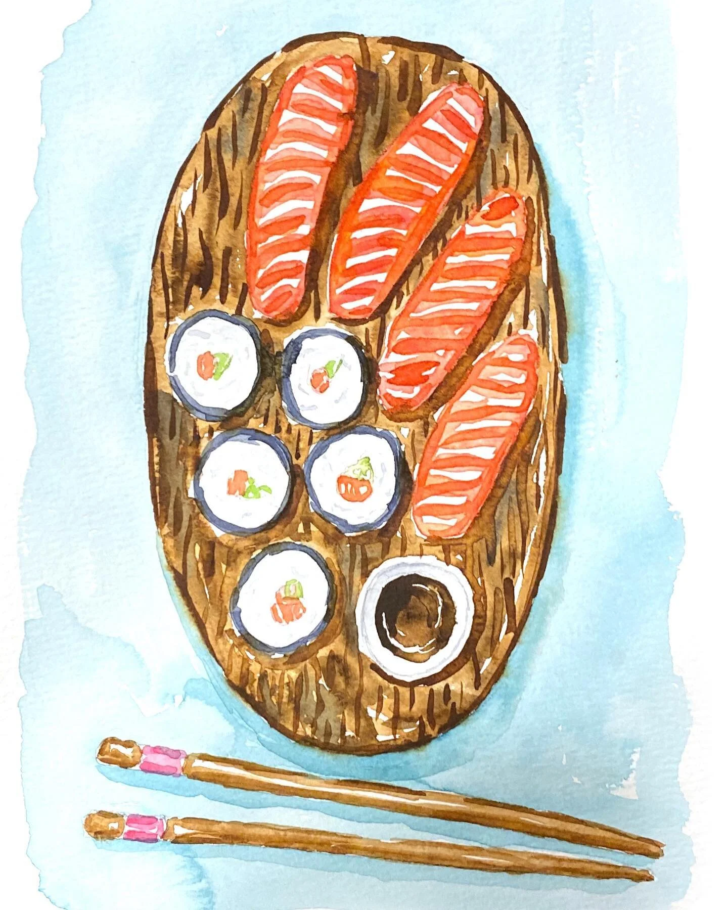 ✨ Unpopular opinion: I HATE sushi. However I DO think it&rsquo;s one of the prettiest foods to plate 🍣 🍱

Anyway else not a sushi fan?

Paint: @nevskayapalitra_world White Nights 35 color watercolor set 
Brush: @davinci_artistbrushes_official size 
