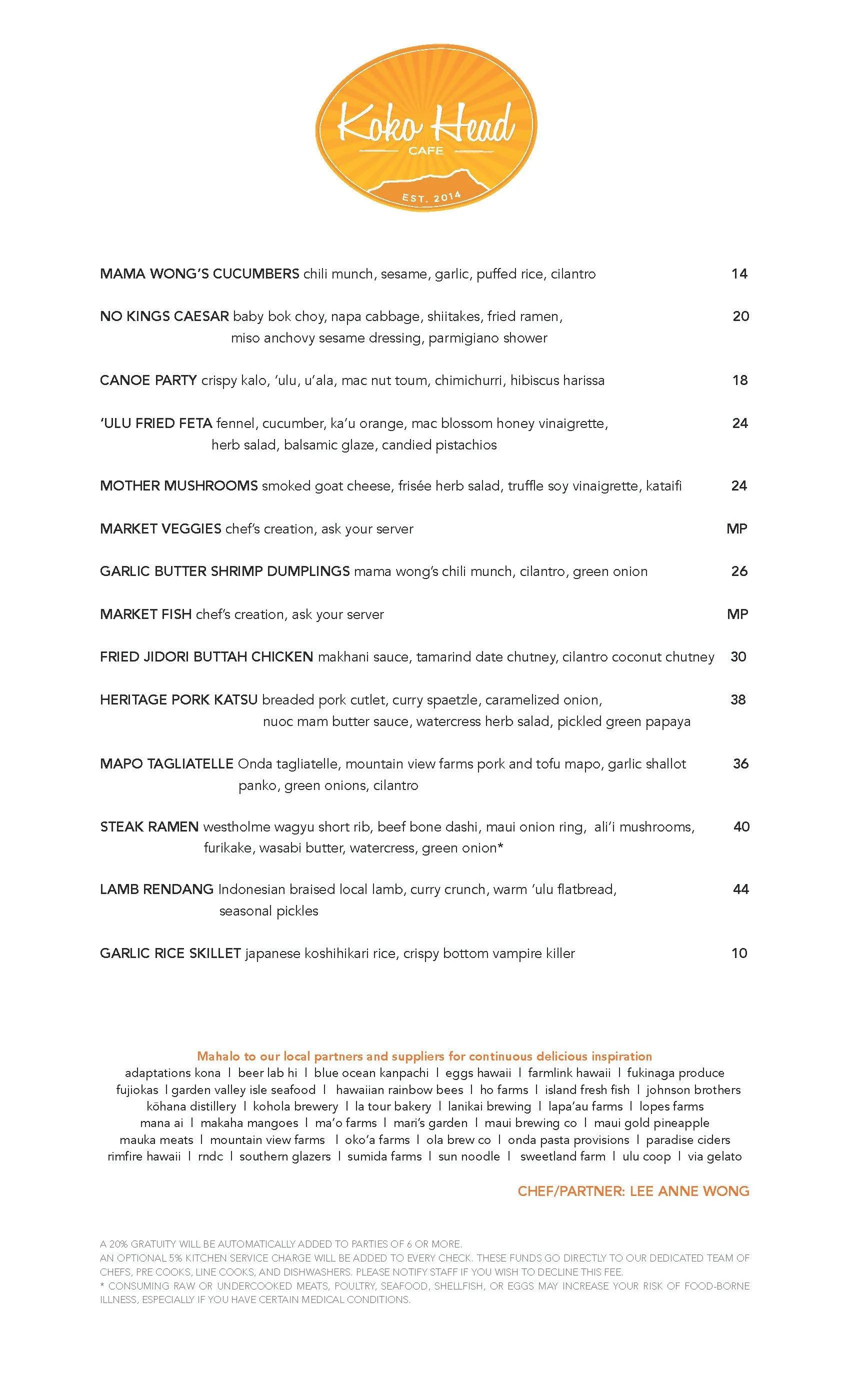 Kohf Menu Menus | Discover Island Flavors – Reserve Today — Koko Head Cafe