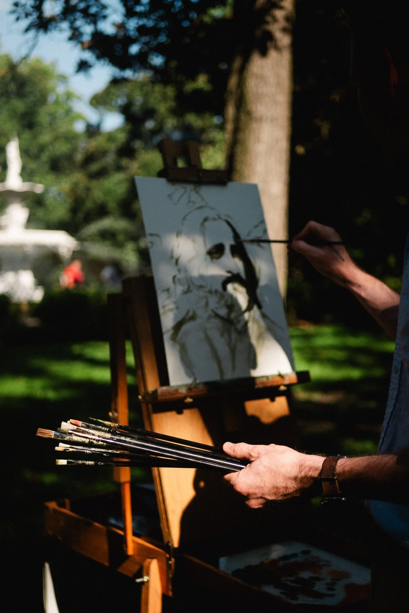 Plein Air Portrait Painting Forsyth Park