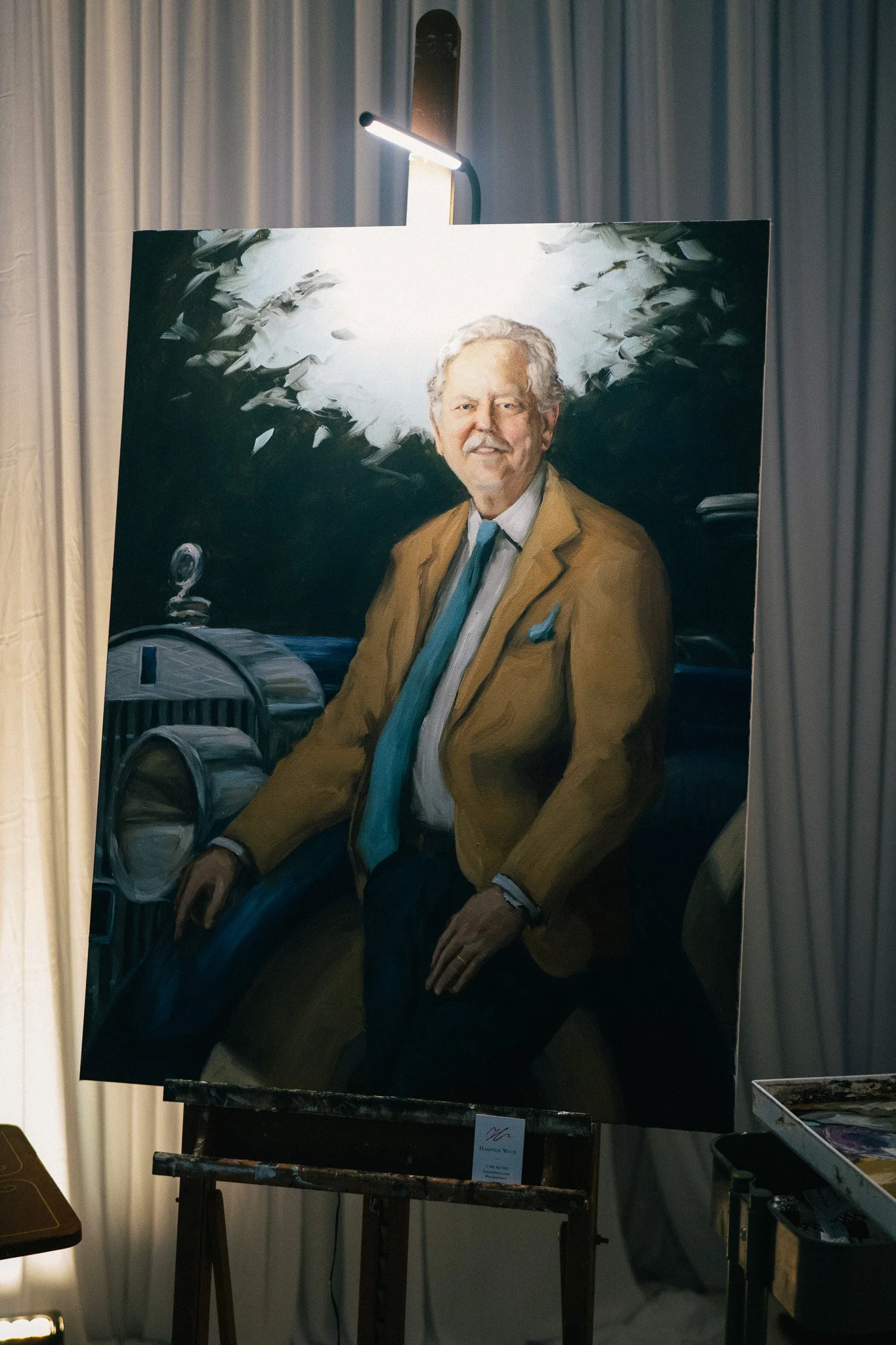 Live oil portrait of Bob Jepson painted by Hampton Watts at the Telfair Ball, Savannah