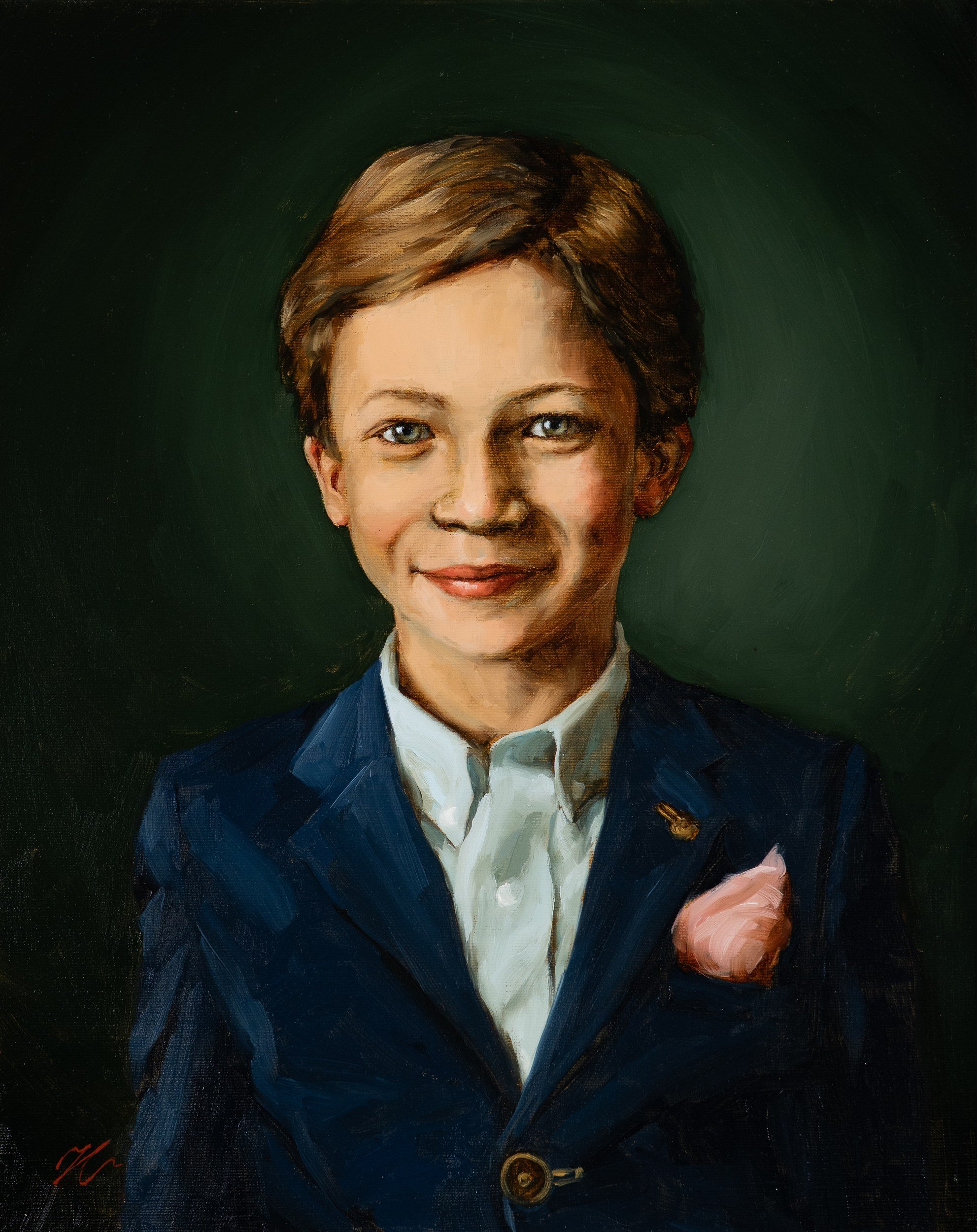 Wilde with a Pocket Square. Oil, 20 x 16 in, 2026.