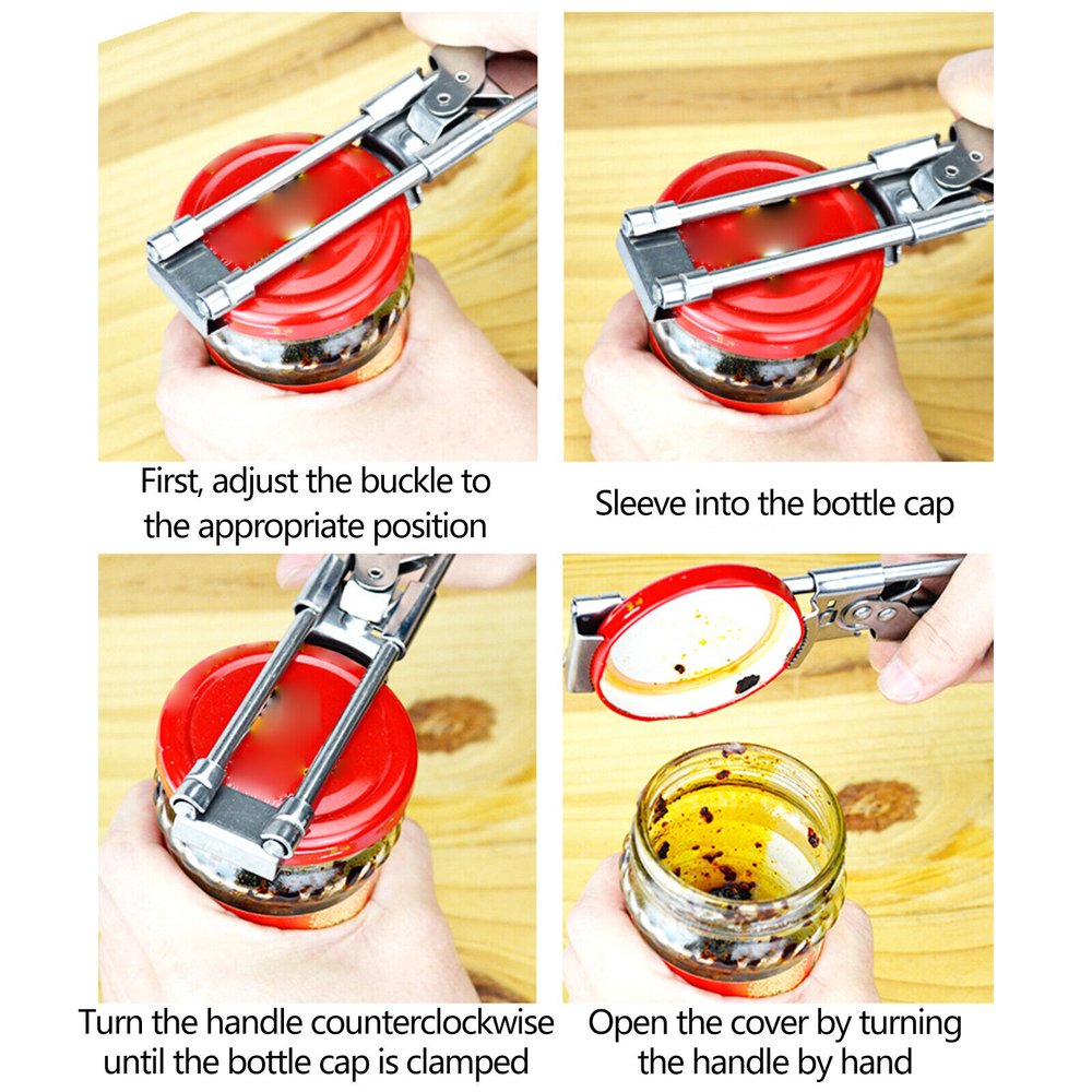 2Pcs Hand Easy Bottle Opener Jar Lid Stainless Steel Adjustable