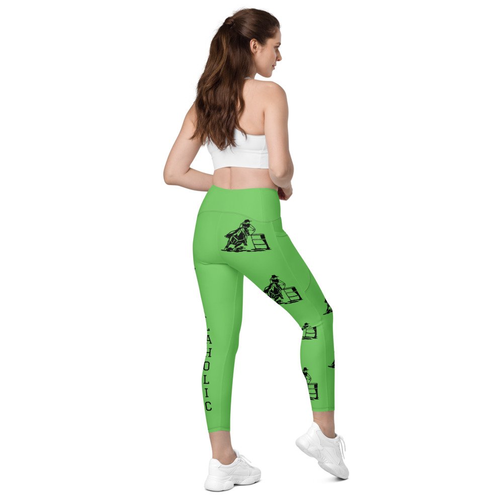 Green Barrel Racer Crossover leggings with pockets — Cowgirlaholic