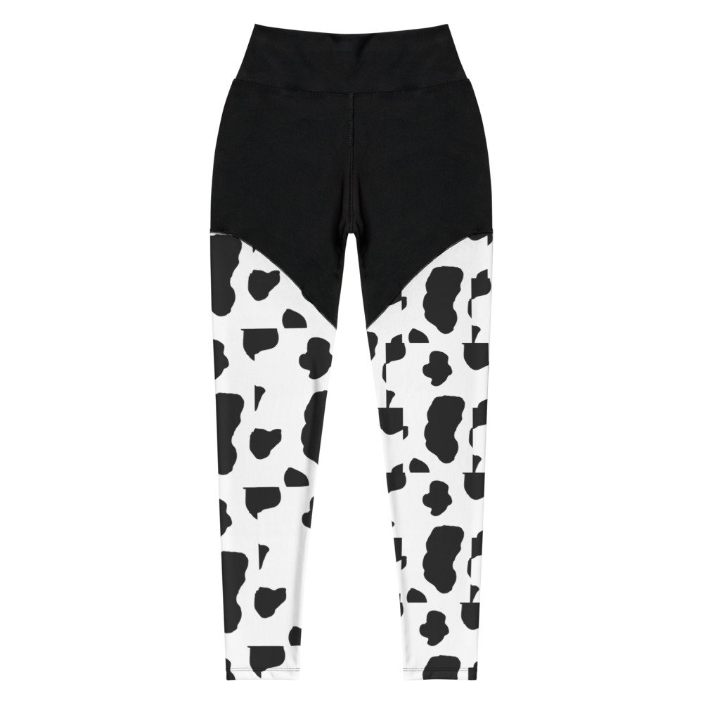 Black and White Cow Print Sports Leggings — Cowgirlaholic