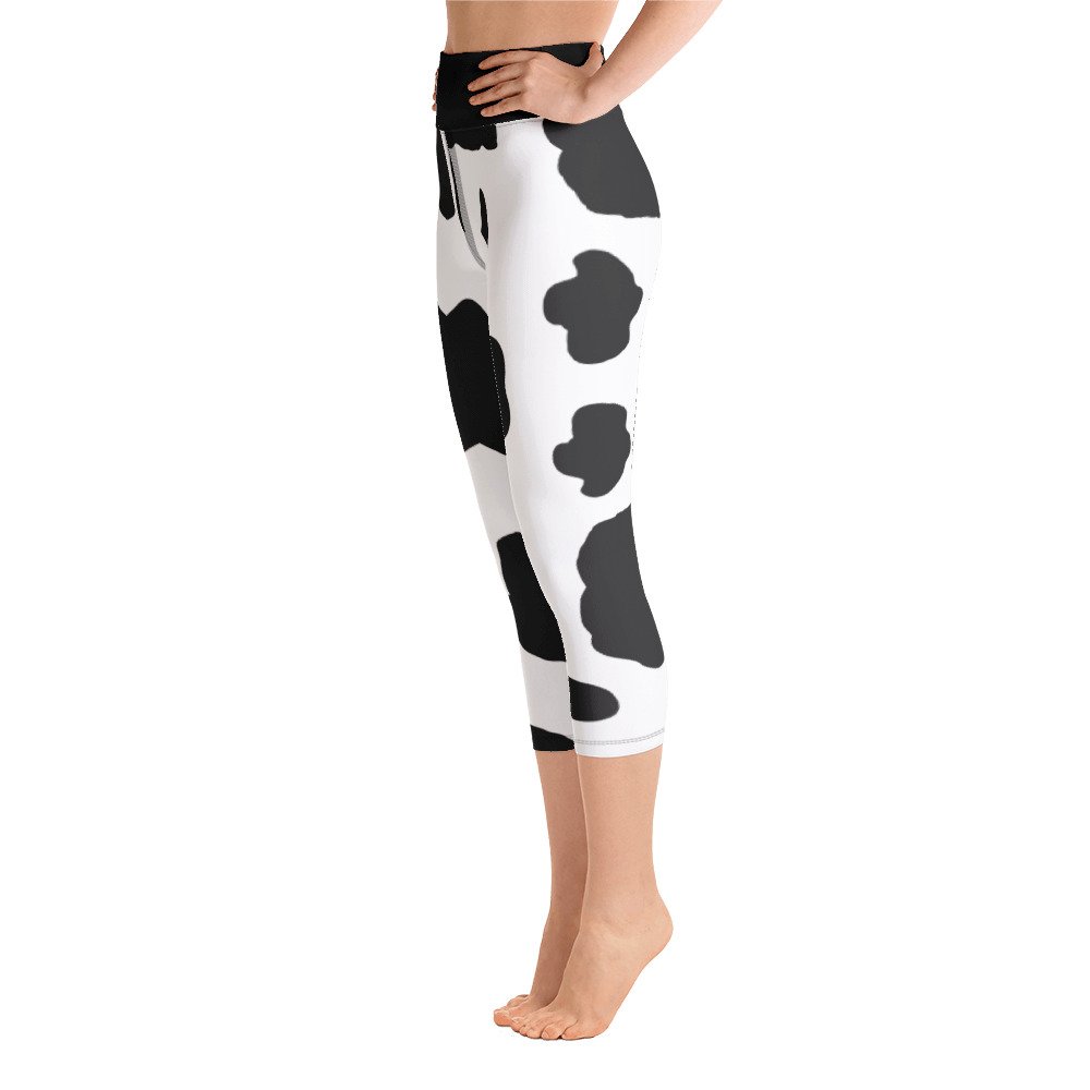 Black and White Cow Print Yoga Capri Leggings — Cowgirlaholic