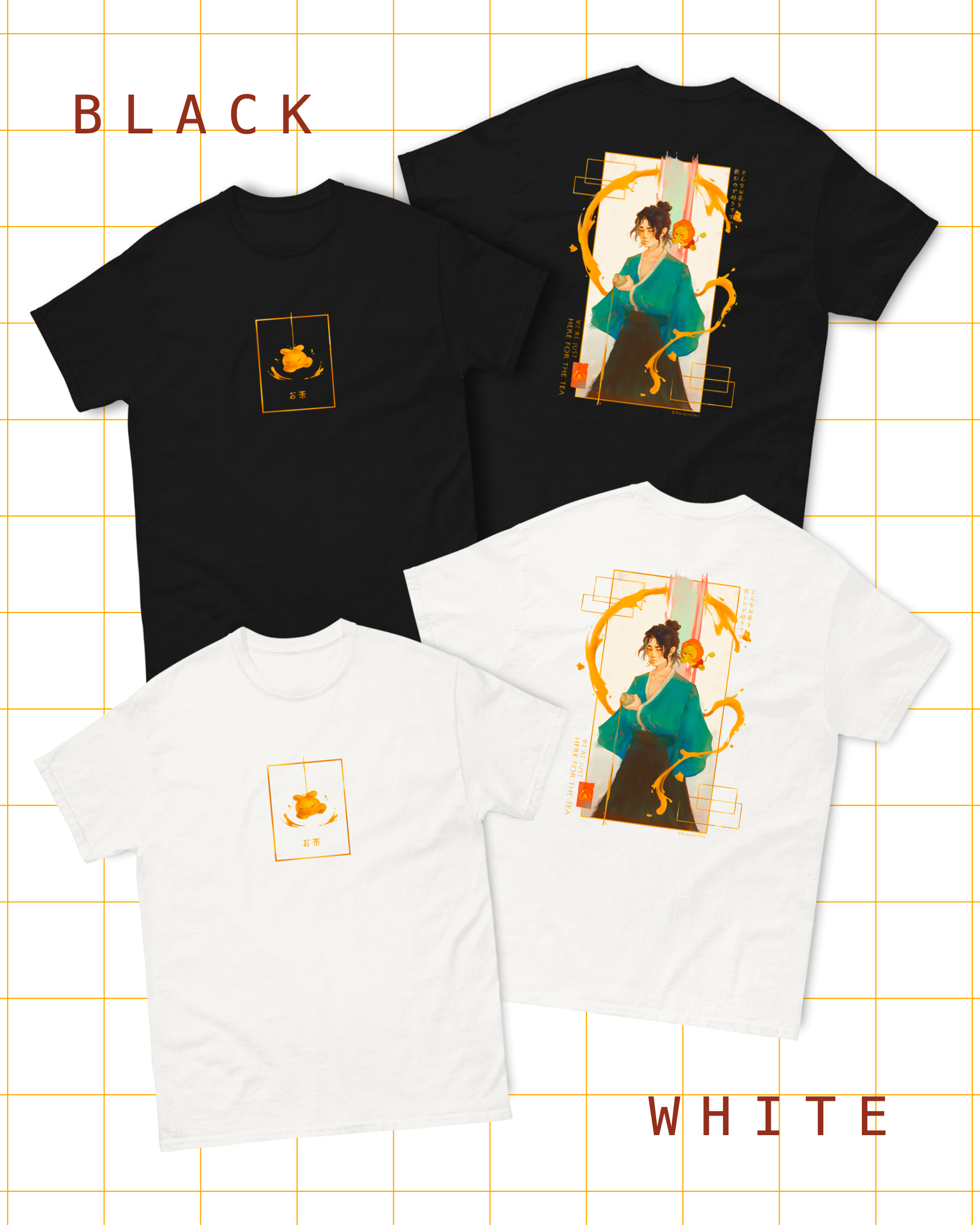 here for the tea - tee black & white.png