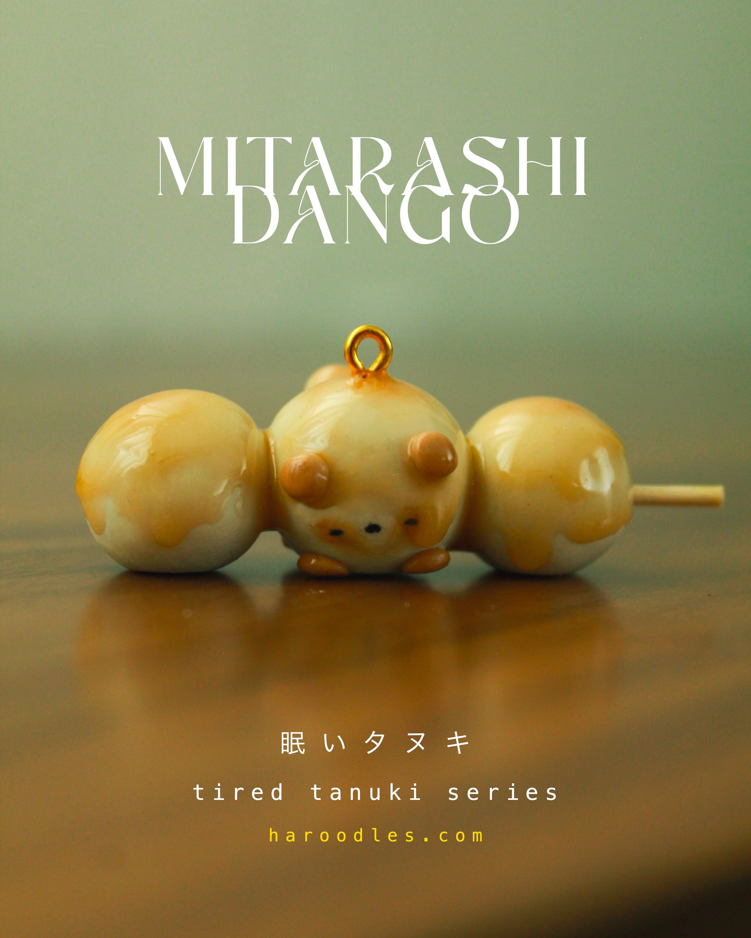 Mitarashi Dango - Tired Tanuki Clay Charm