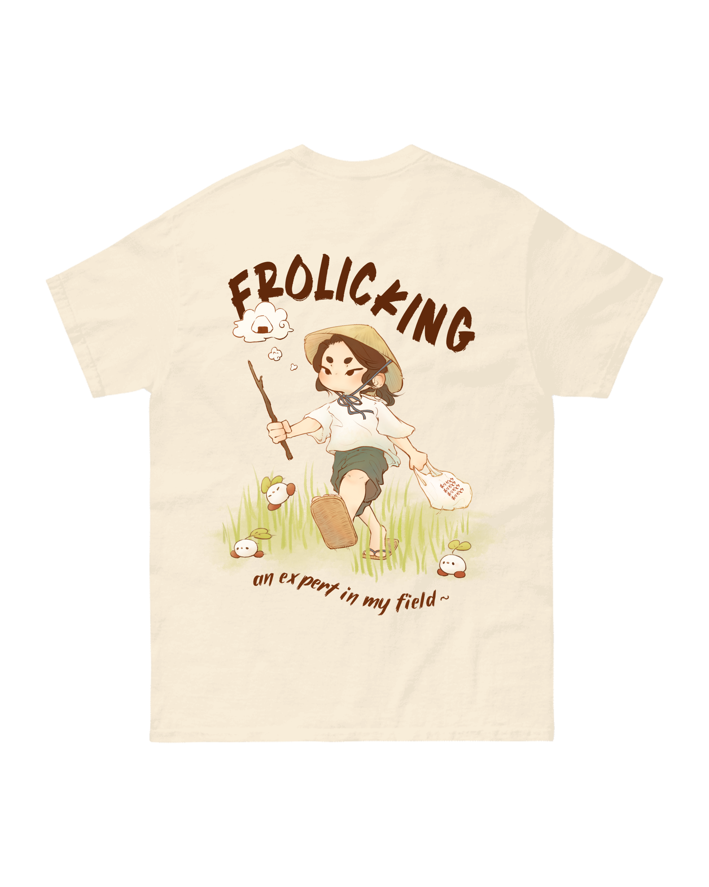 Frolicking [Natural vers.] - Hand-pressed T-Shirt