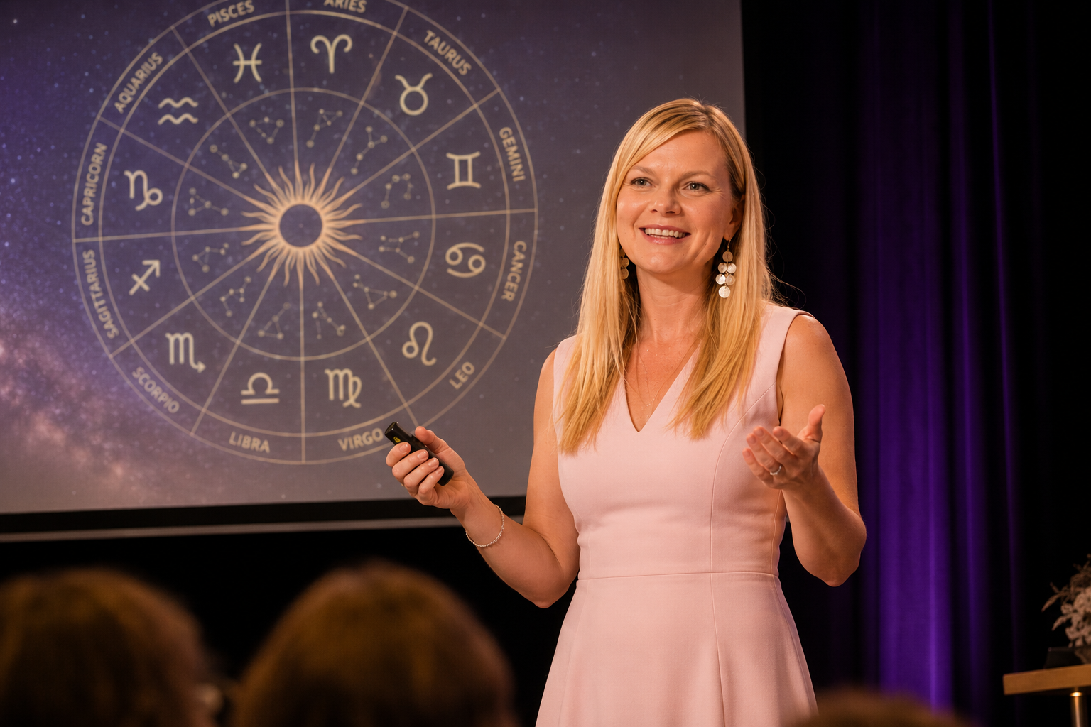 Stefanie Schroeder speaking with clients about astrology, growth and life transformation