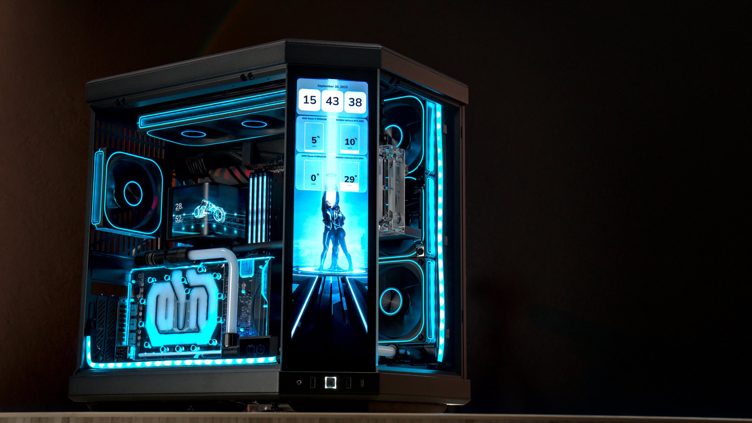 Tron Legacy Inspired HYTE Y70 TI Custom Loop