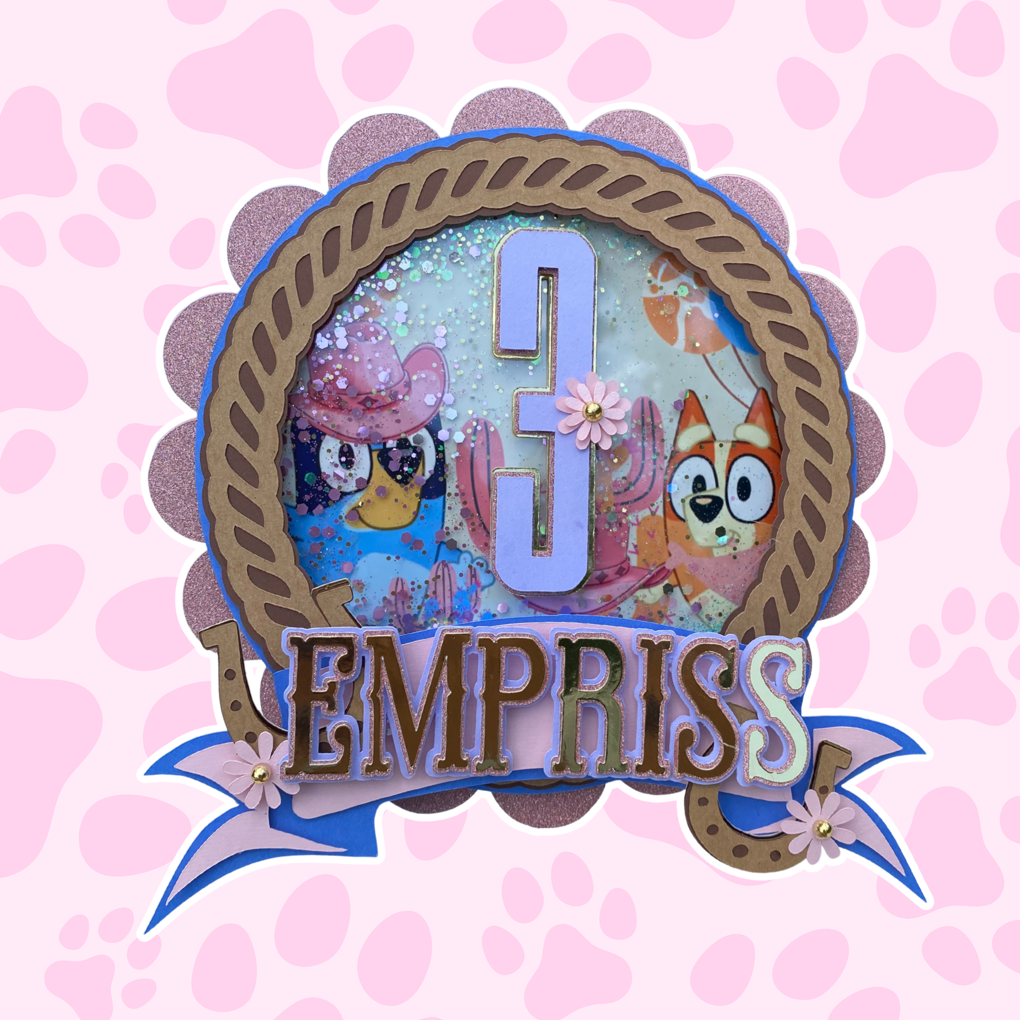 Cowgirl Bluey Cake Topper