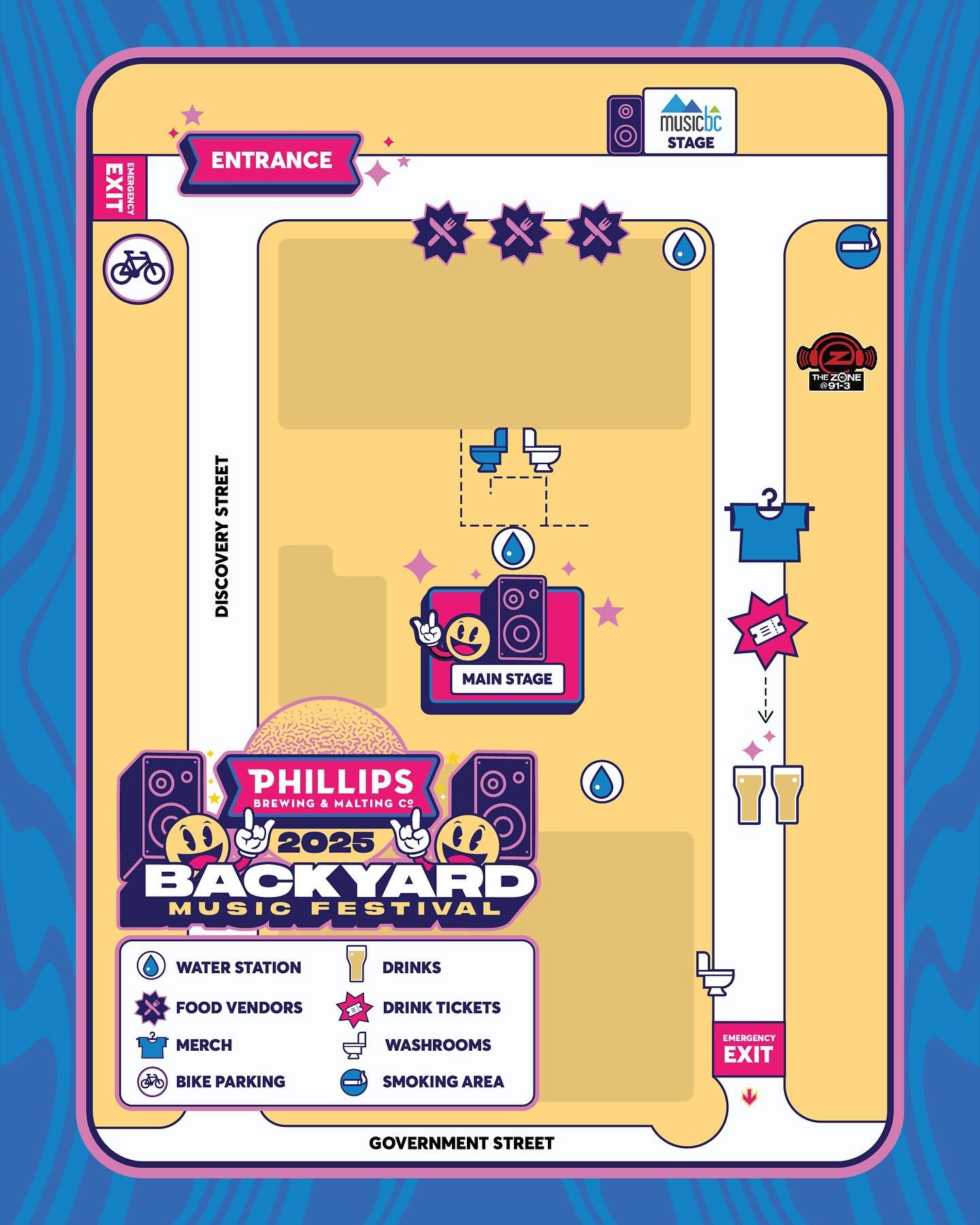 The 2025 Backyard site map is here! 

This year the entrance is off Discovery and Store St, from there you&rsquo;ll find two stages, merch, drinks, and food spots all across the grounds.

Take a peek and plan your path.