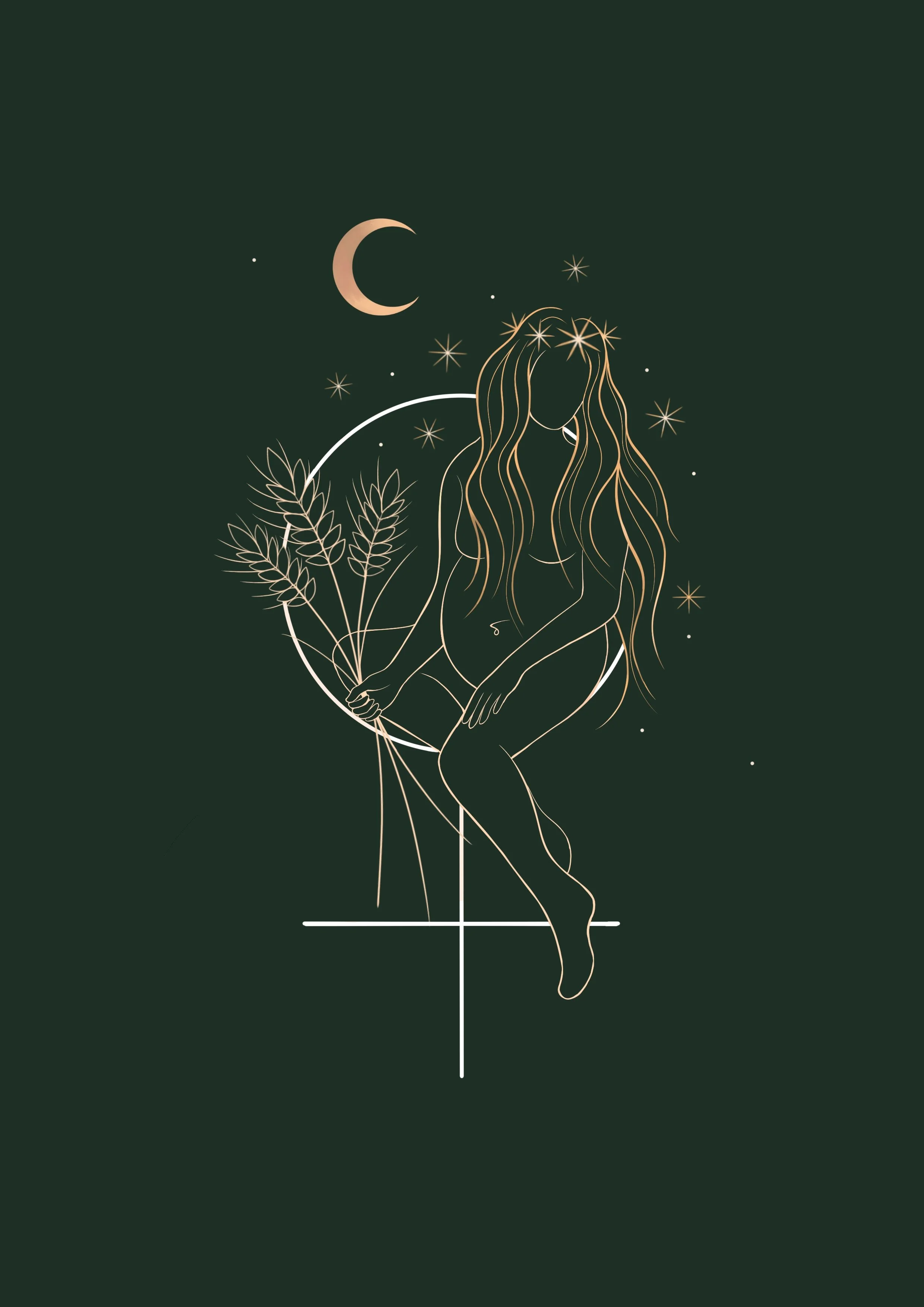 The Empress Tarot Print - Dark Green