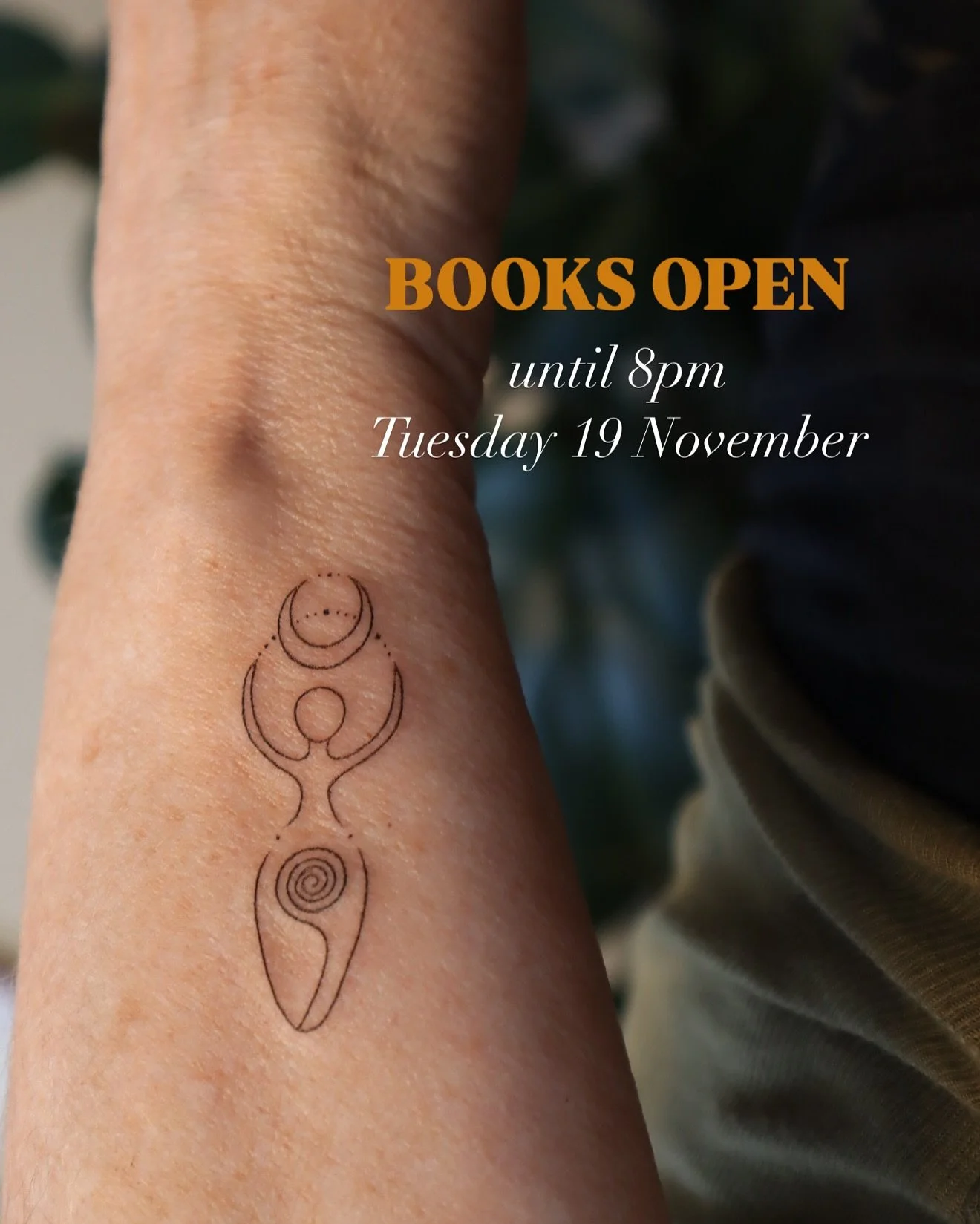 ✨ BOOKS OPEN UNTIL 8pm TUES 19 NOV ✨

I&rsquo;m taking booking forms via the link in my bio until 8pm tonight, and then I will close the booking forms again until March 2025

Booking forms received now are for March to July (possibly through into Jul