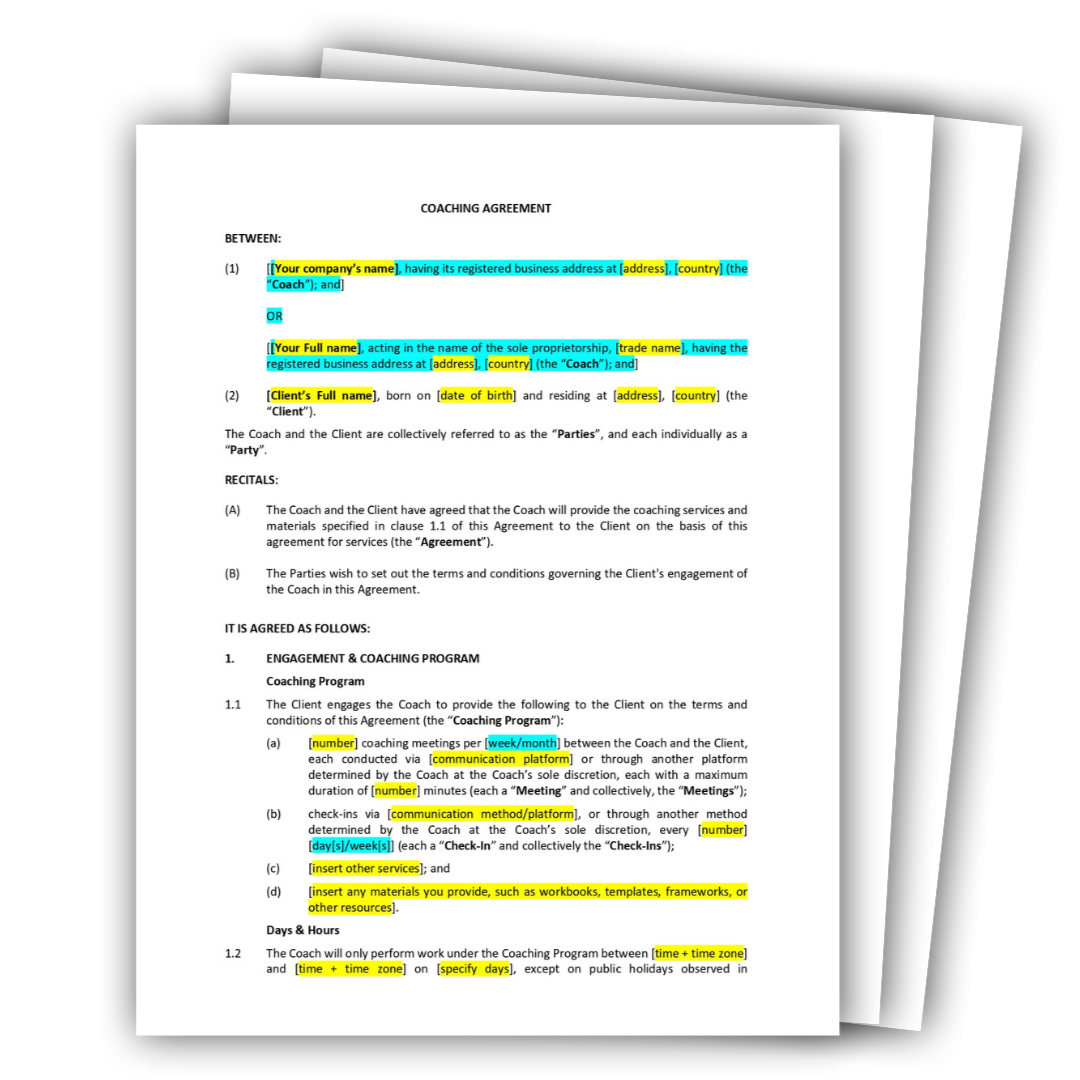 Coach contract template pdf