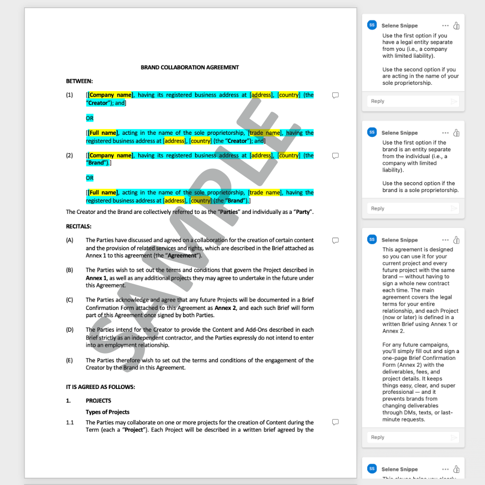 Brand sponsorship contract template word