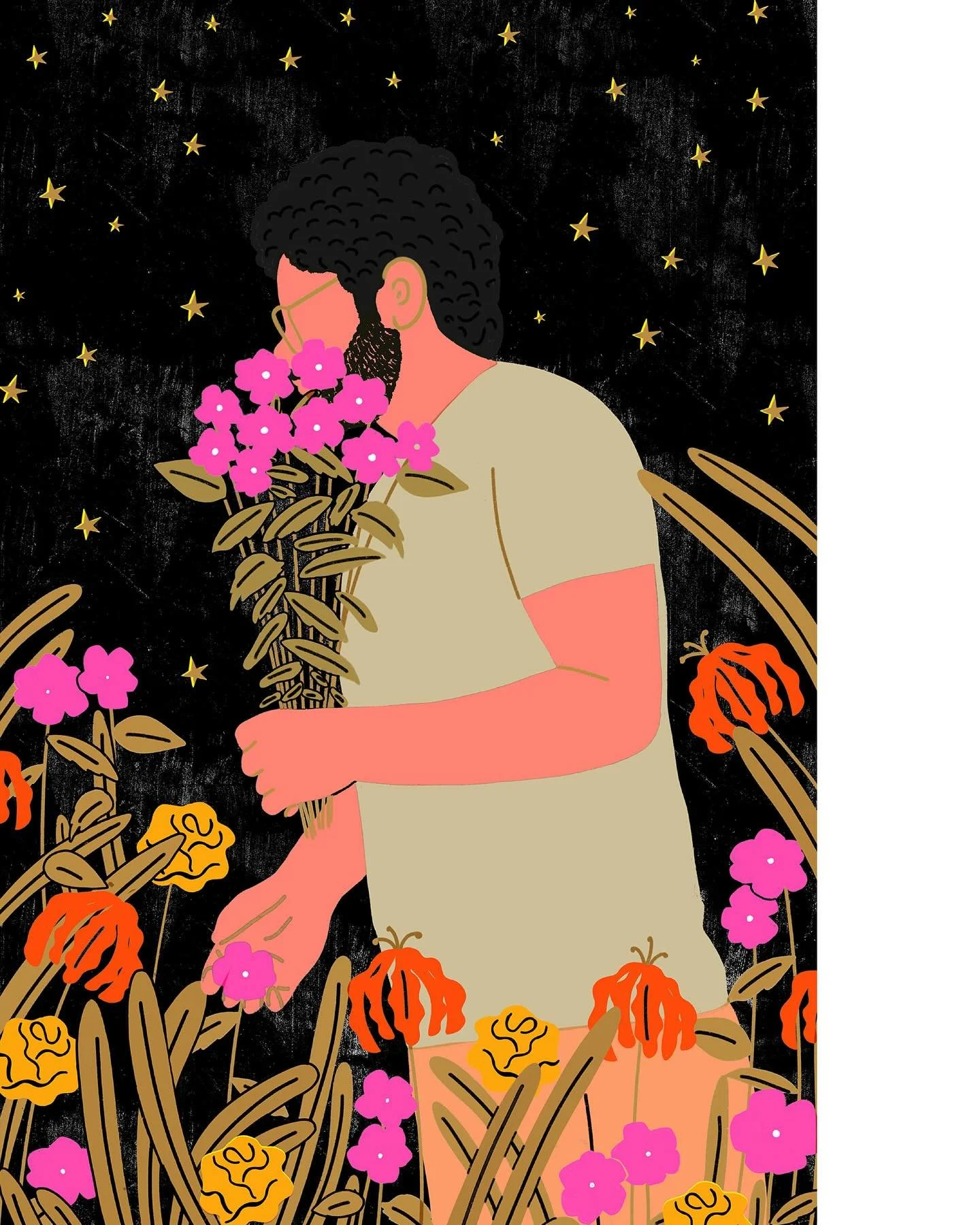 Final illustration from my thesis series. &ldquo;All About Love&rdquo; explores how love feels when you&rsquo;re far away from the people who love you. This particular illustration was based on how friends hold love for you, with the pink flowers bei