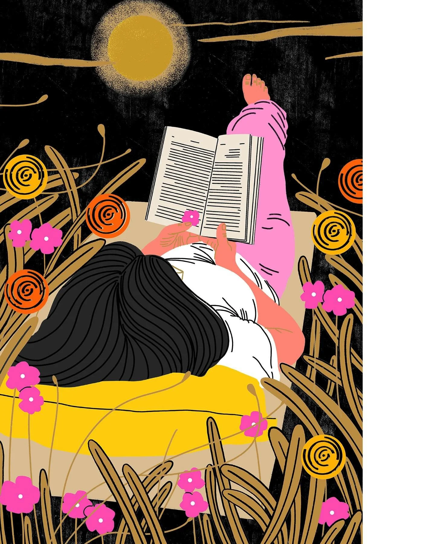 Fourth illustration from my thesis series. &ldquo;All About Love&rdquo; explores how love feels when you&rsquo;re far away from the people who love you. This particular illustration was based on how friends hold love for you, with the pink flowers be