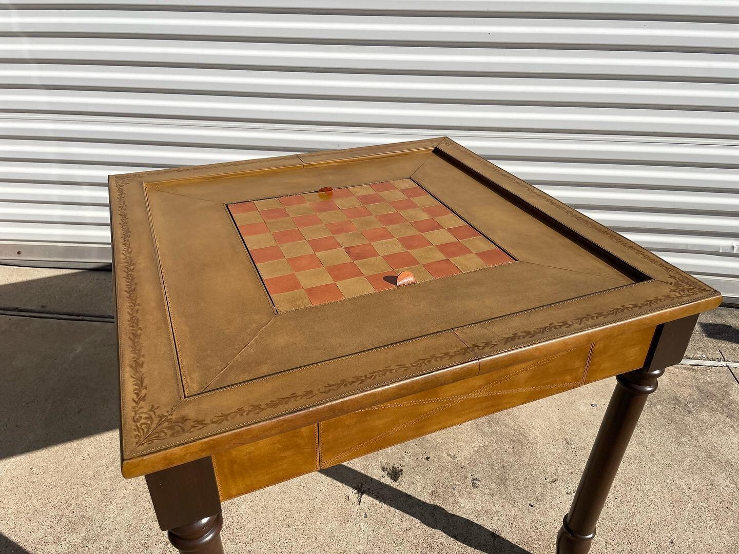 Here we have an antique leather game table that we restored for a client. We restore dozens of antique leather tables and desks each year. #leatherrepair #leatherrestoration #leathergametable #leathertablerepair #leatherdesk #leatherdeskrepair