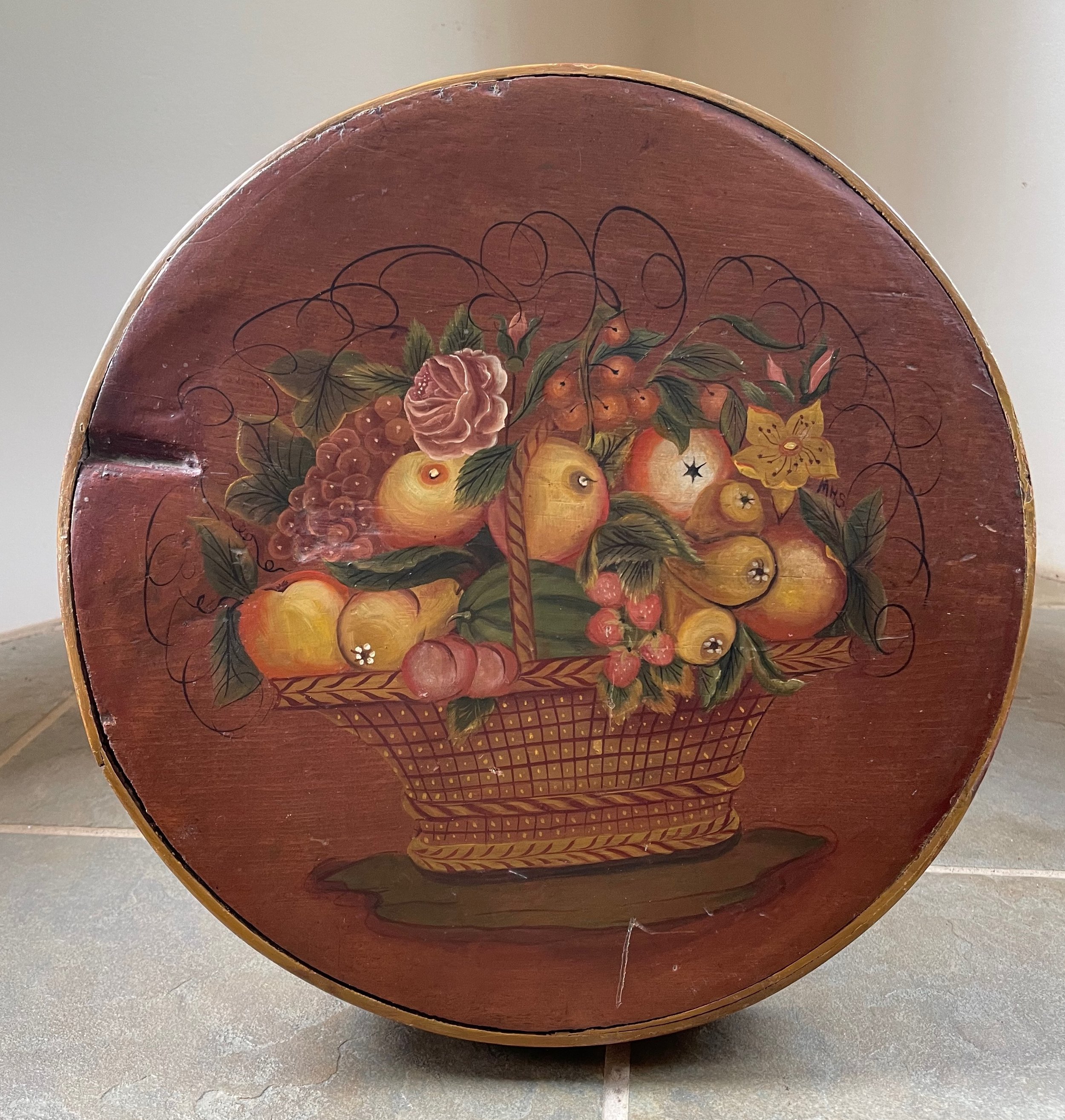 Stenciled Shaker-style cheesebox storage container lid