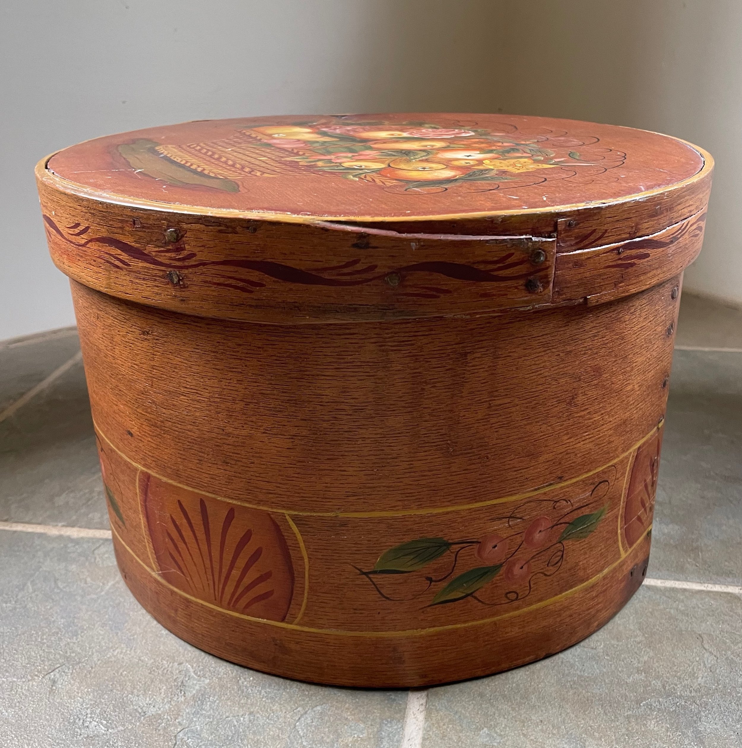 Stenciled Shaker-style cheesebox storage container